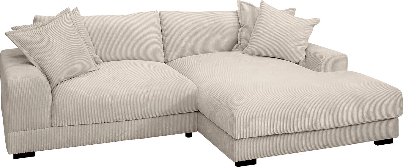 TRENDMANUFAKTUR Ecksofa »Zinal, aktuelles Design, mit 4 Zierkissen,«, mit extra softem Sitz, in trendiger Breitcord-Optik, L-Form
