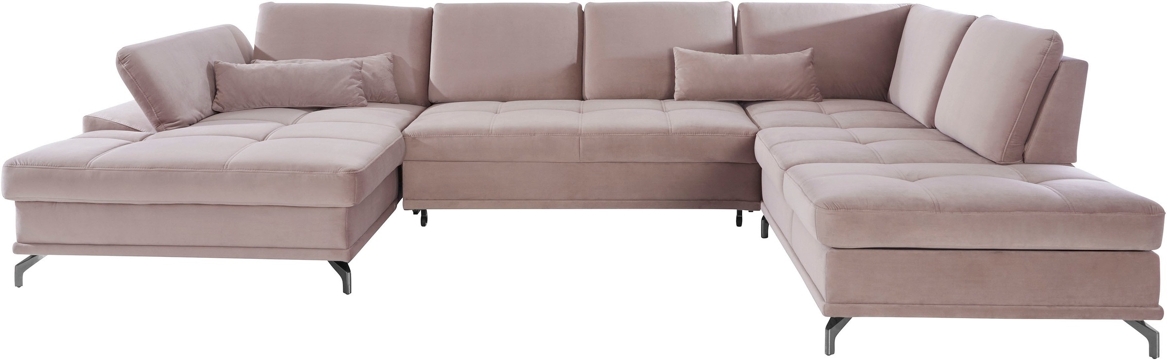 Places of Style Wohnlandschaft »Costello U-Form, mit Sitztiefenverstellung, Armteilverstellung und«, 3 Nierenkissen, optional Bettfunktion und Bettkasten