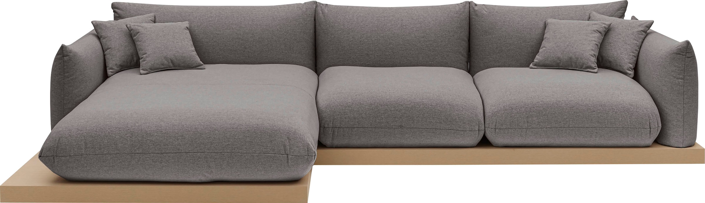 OTTO home Ecksofa »Kalix, Polsterecke mit kräftigem Holz-Plateau, moderne Couch in L-Form«, wahlweise Recamiere links o. rechts, Strukturstoff, hoher Sitzkomfort