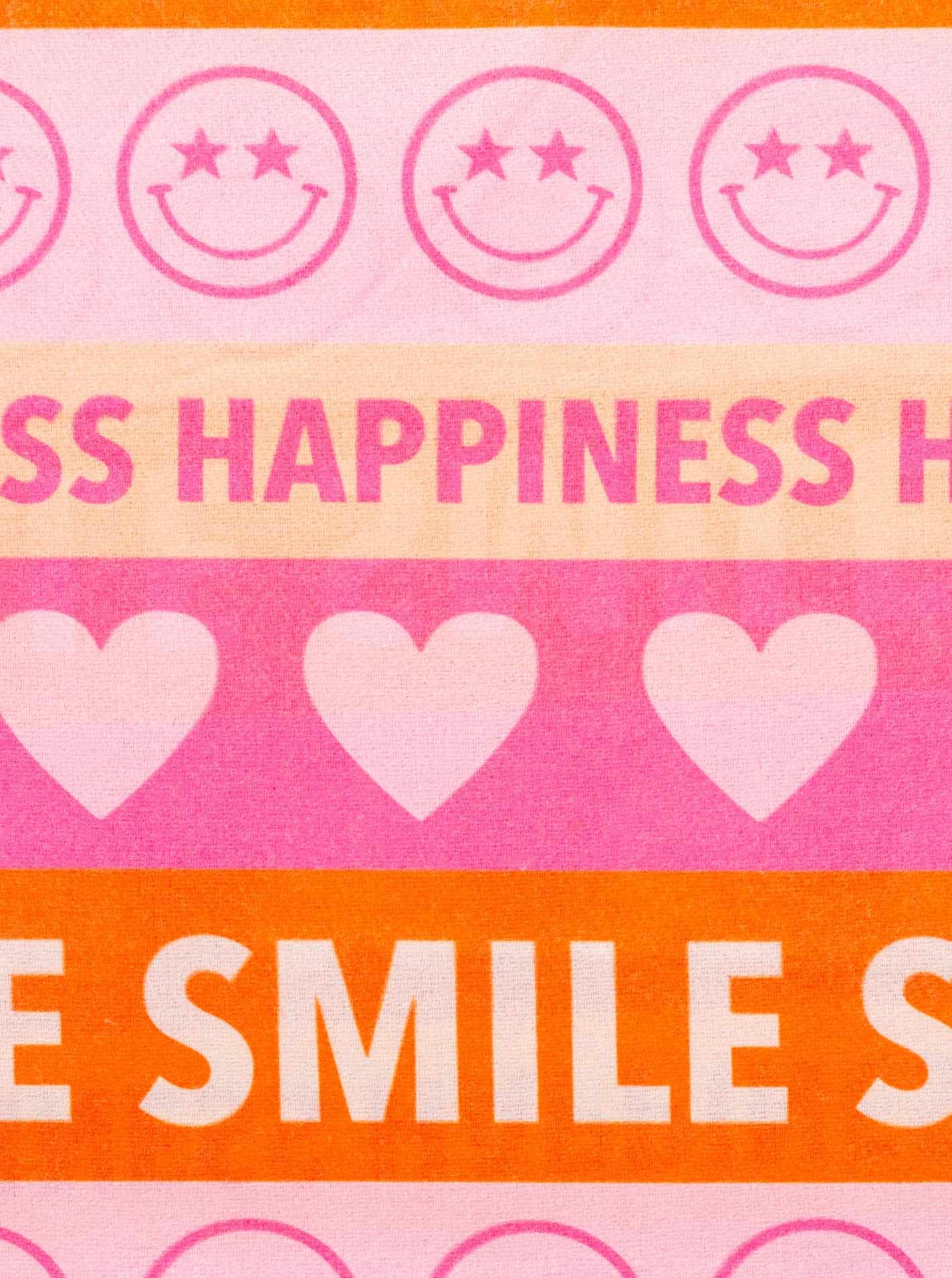 Zwillingsherz Schal »"Smile and Hearts"« mit Fransen, fröhlichem Schriftzug, Herzen