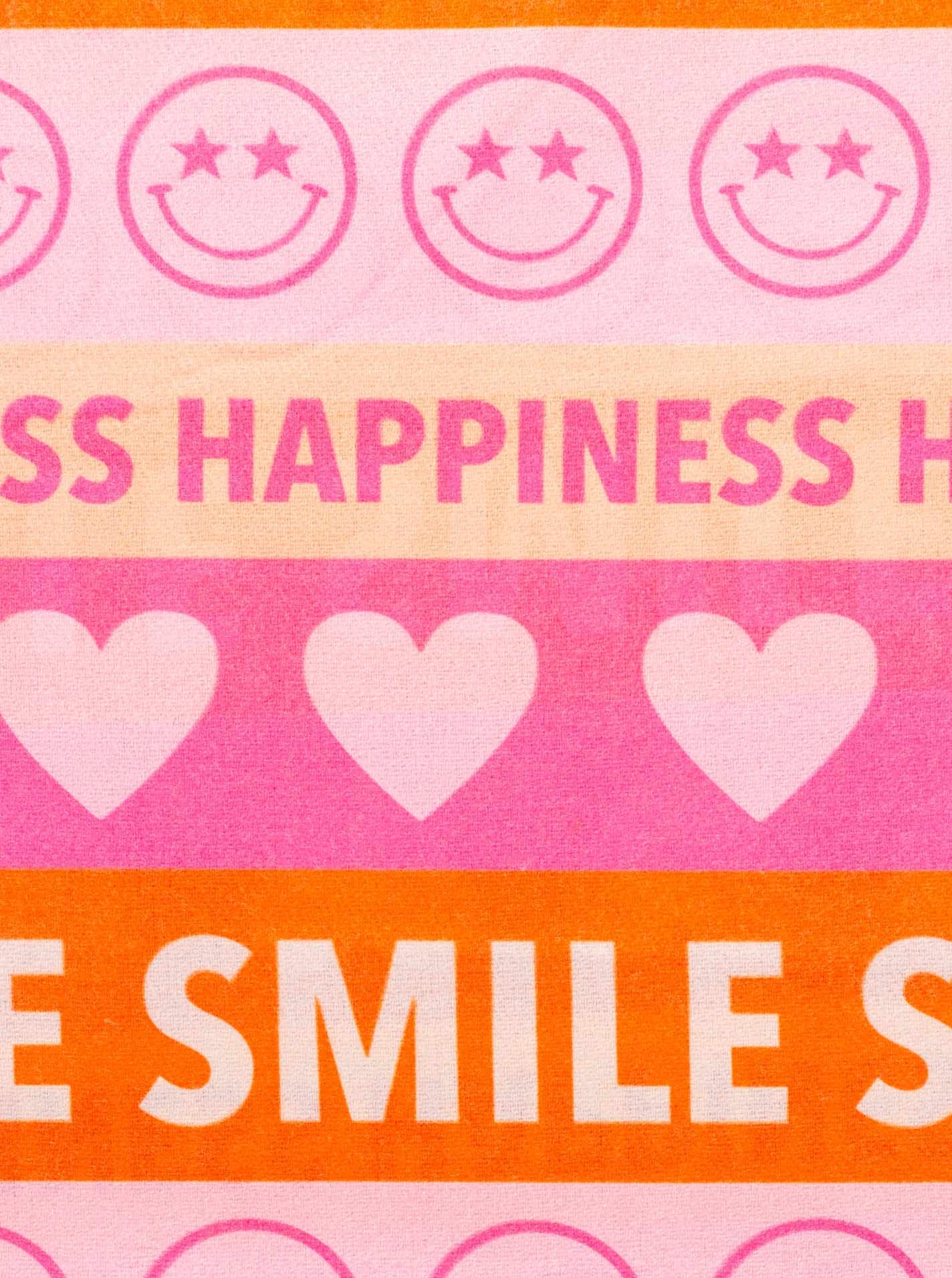 Zwillingsherz Schal ""Smile and Hearts"" mit Fransen, fröhlichem Schriftzug günstig online kaufen