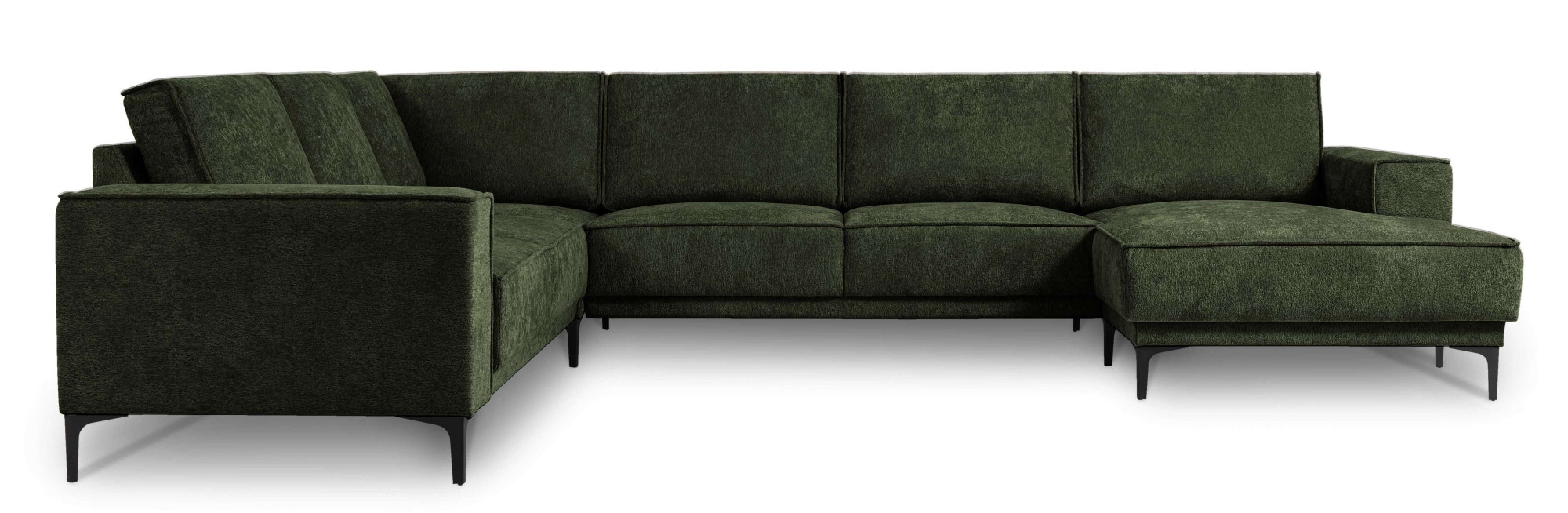 Places of Style Wohnlandschaft »XXL Sofa Oland, Struktur, Flachgewebe, Luxus-Microfaser, Boucle«, U-Form, 342 cm, Wellenunterfederung, Skandi-Design, Metallfüße