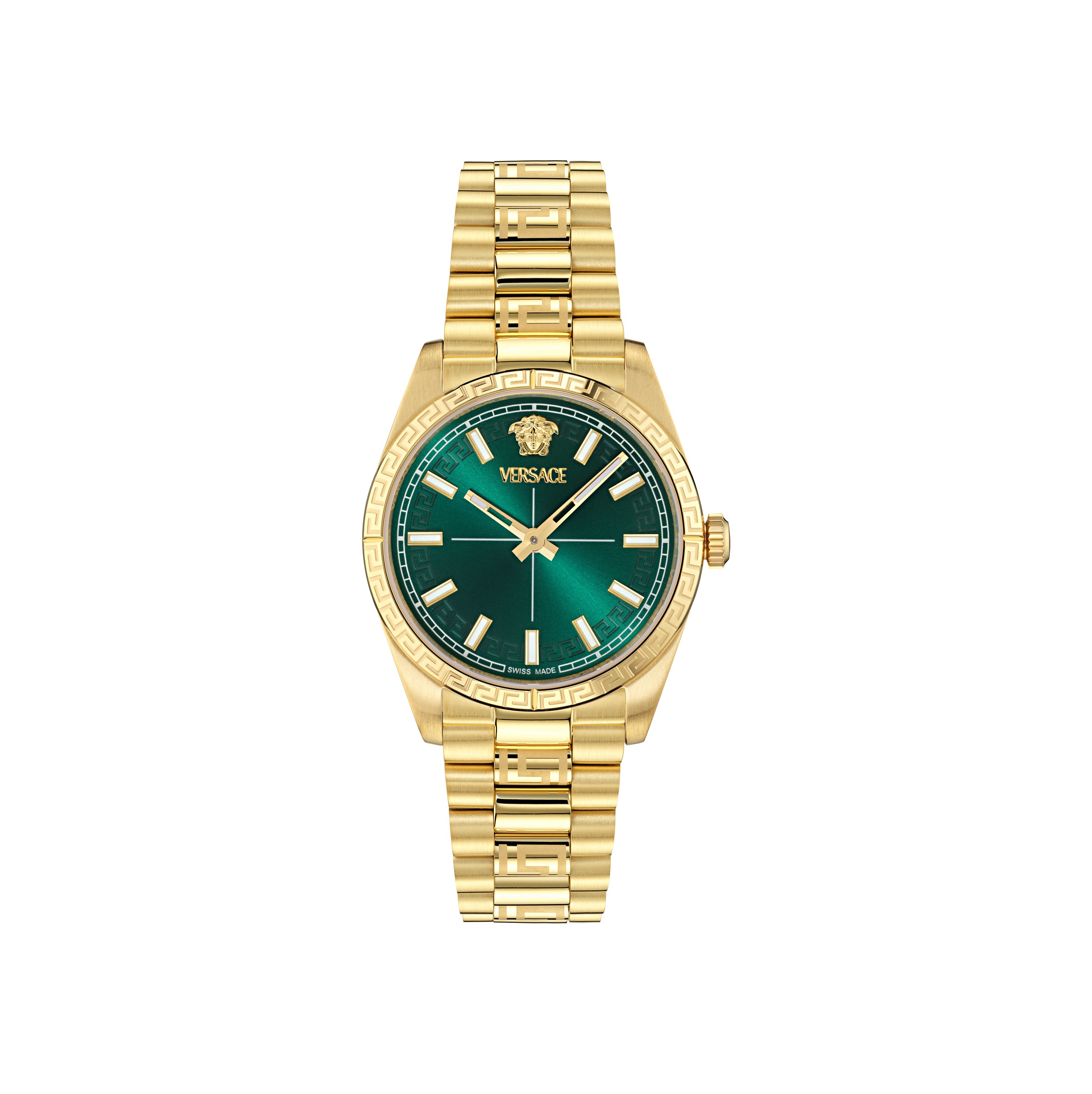 VERSACE Damen Quarzuhr "MILLENYIUM LADY"goldfarben, grün, Armbanduhren, Armbanduhr, Damenuhr, Swiss Made, Edelstahlarmband, analog