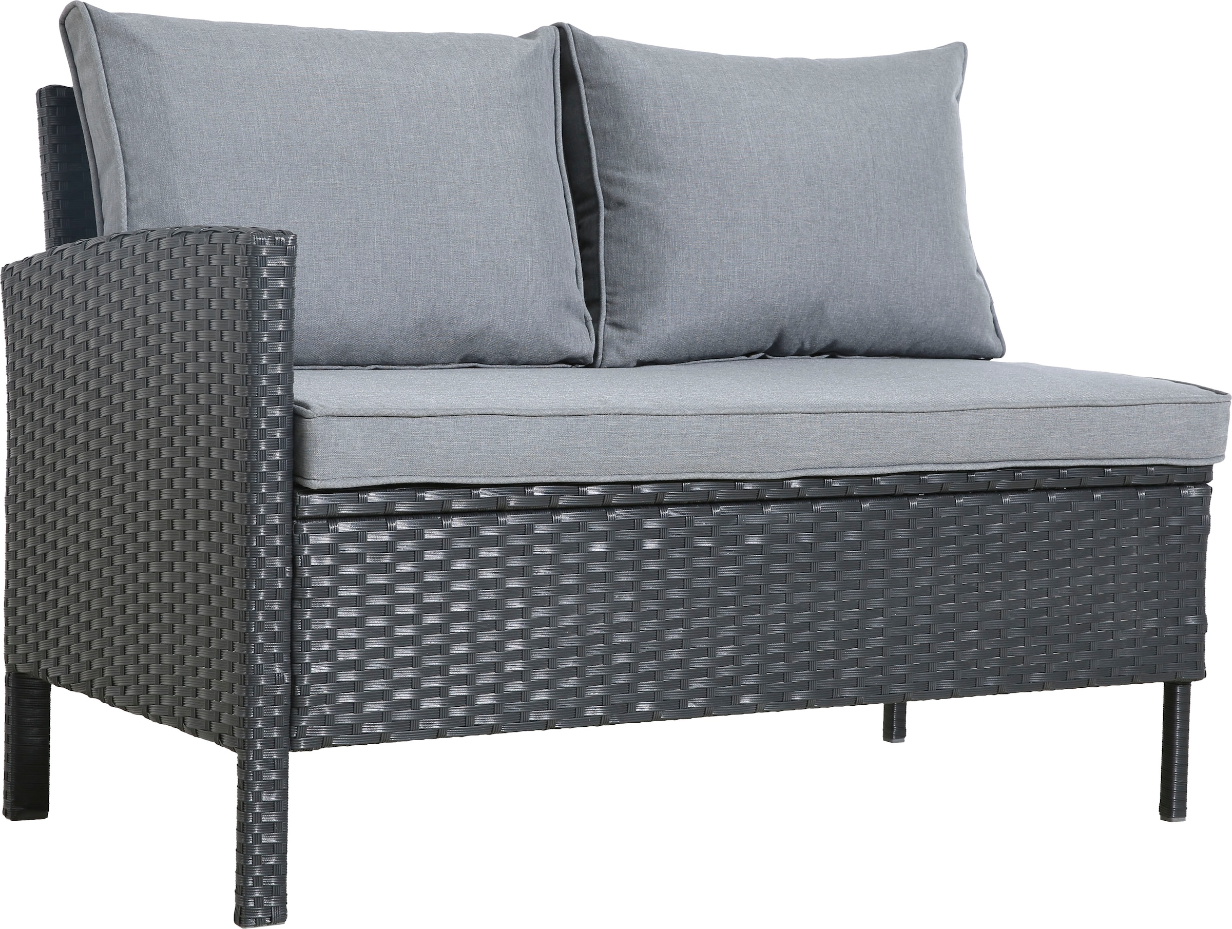 KONIFERA Gartenlounge-Set »»Manhattan««, (Set, 18 tlg., Ecklounge, Tisch 66x120x74 cm, 2 Hocker, inkl. Auflagen), Stahl/Polyrattan