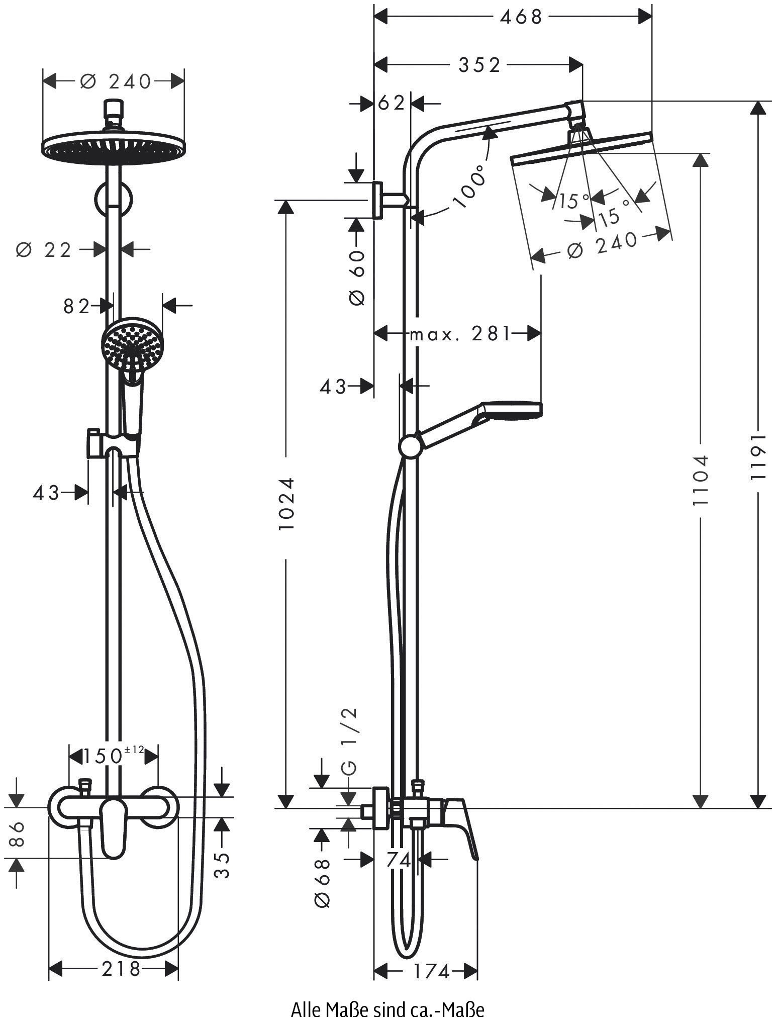 hansgrohe Duschsystem »Crometta S«, (Komplett-Set), 24cm, mit Einhebelmischer, chrom