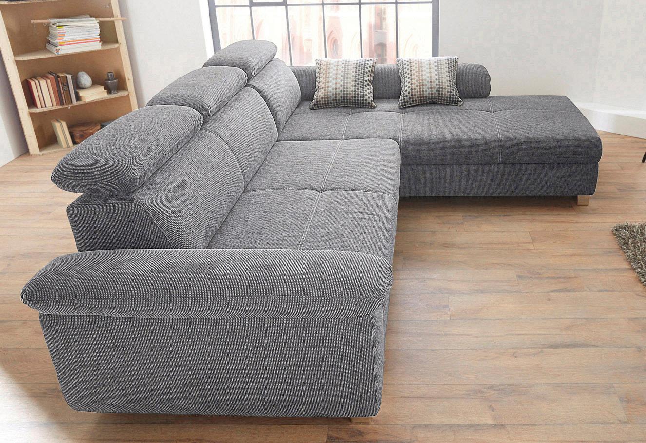 Jockenhöfer Gruppe Ecksofa "Landshut L-Form, B: 295 cm" mit Schlaffunktion, Kopfteilverstellung & 2 Zierkissen