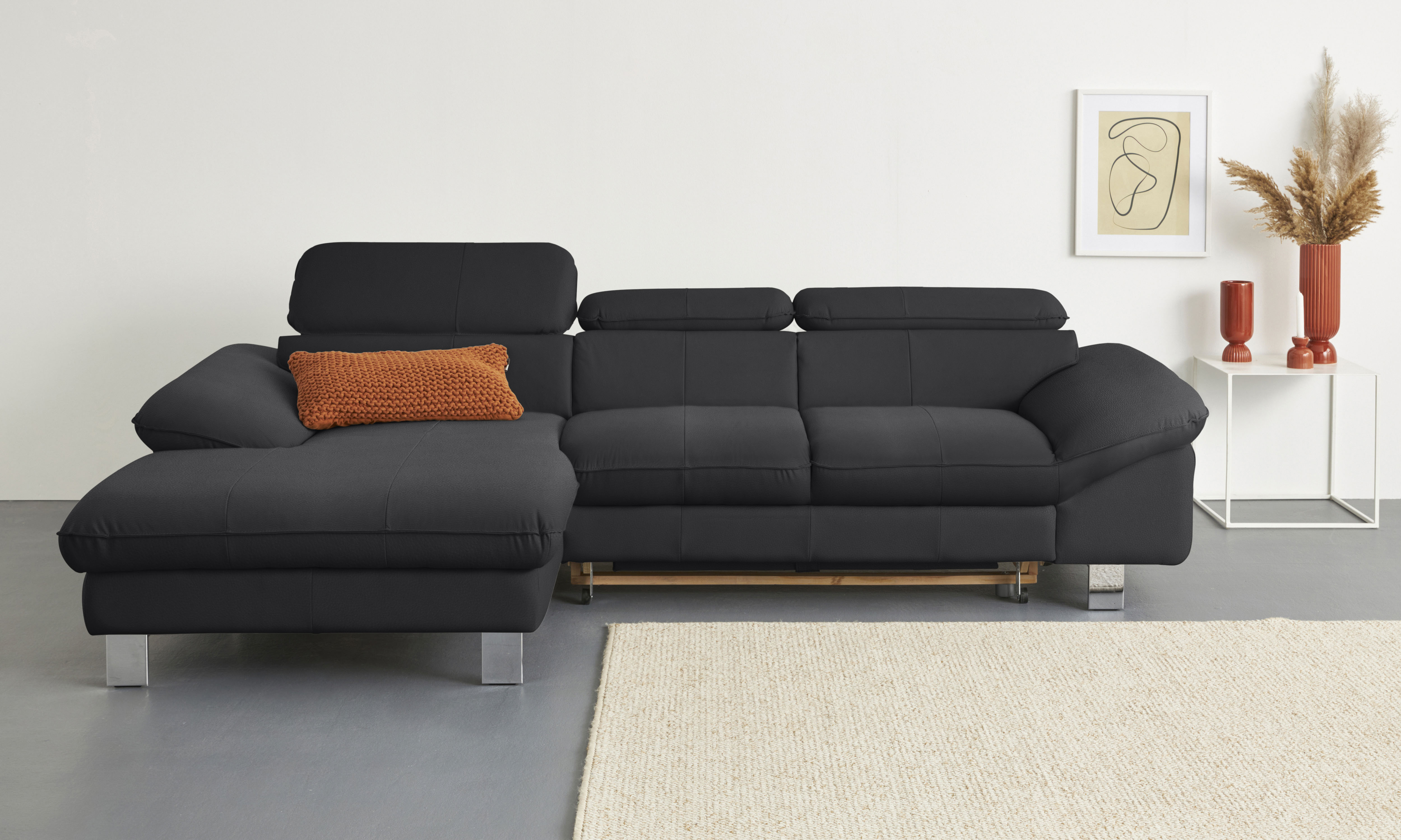 COTTA Ecksofa "Driver L-Form, B:268 cm, moderne Couch mit Wellenunterfederung" Kopfteilverstellung, optional Schlaffunktion & Bettkasten