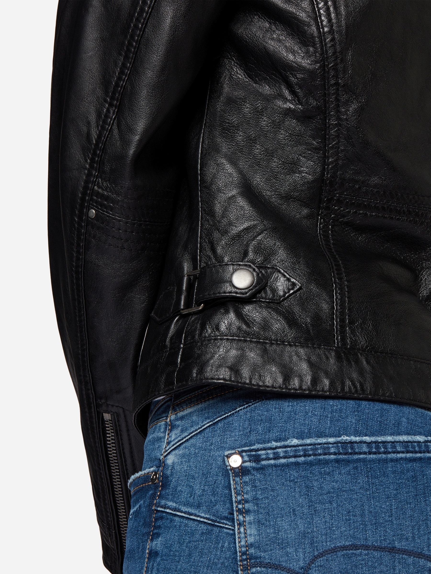 RICANO Bikerjacke »Lederjacke Hannah« ohne Kapuze Handgefertigt aus echtem Leder