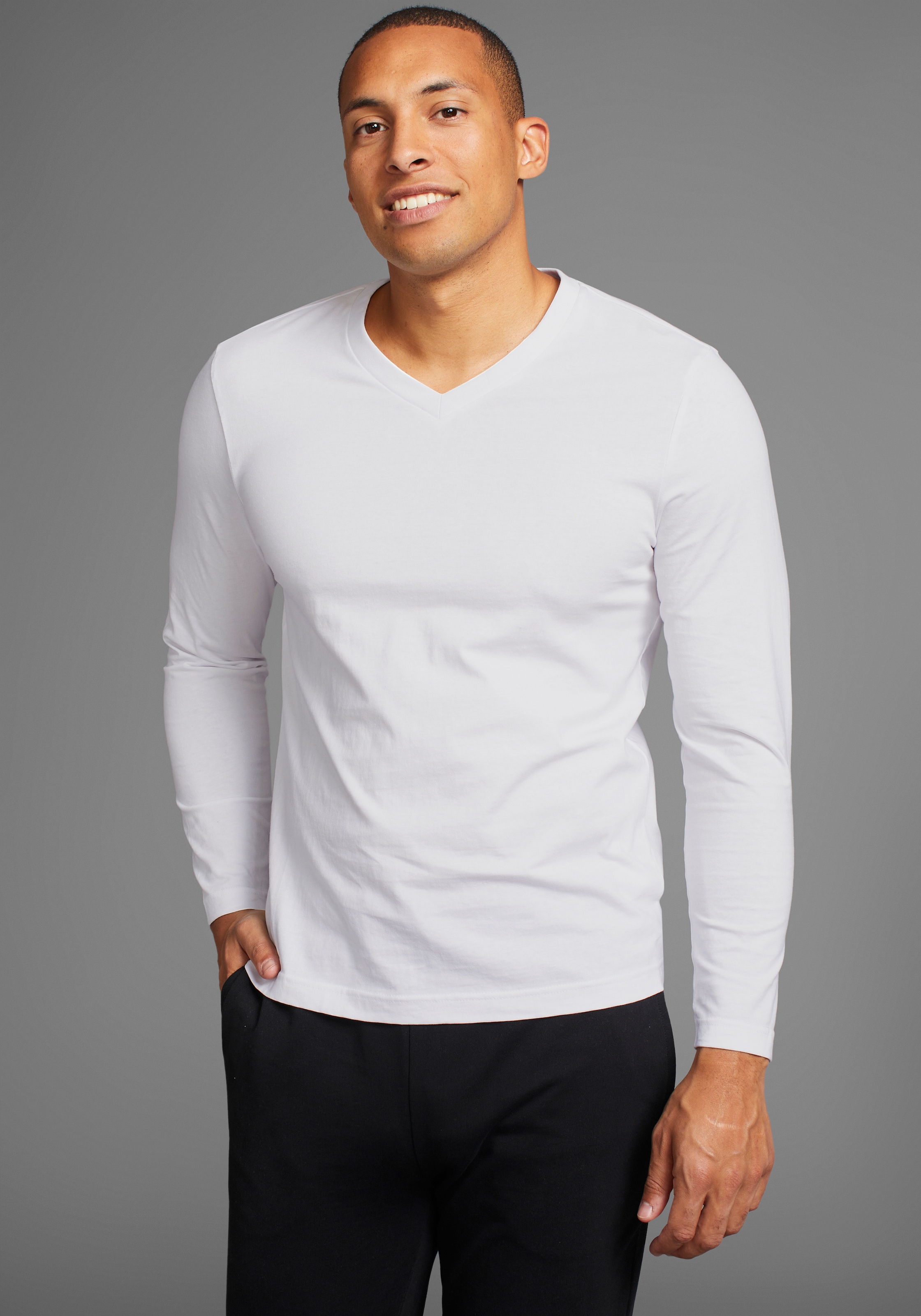 Man's World Langarmshirt »CIRCULAR COLLECTION«, (Packung, 2 tlg., 2-er Pack), auch zum Unterziehen