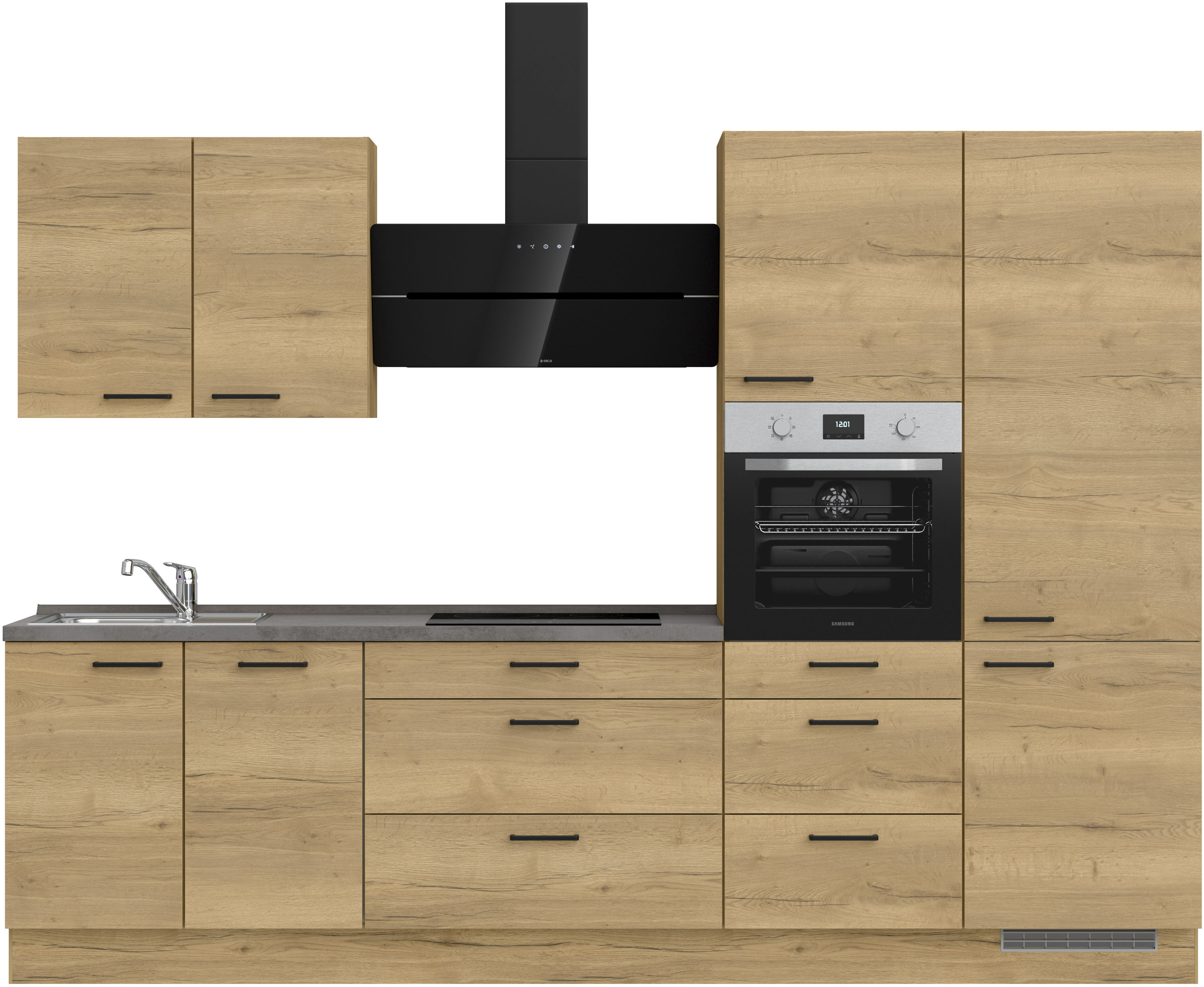 nobilia Küchenzeile ""Structura II", NEU: individuell anpassbar mit gratis Profi-Beratung" vormontiert, Breite 300 cm, Ausrichtung wählbar, wahlw. mit E-Geräten