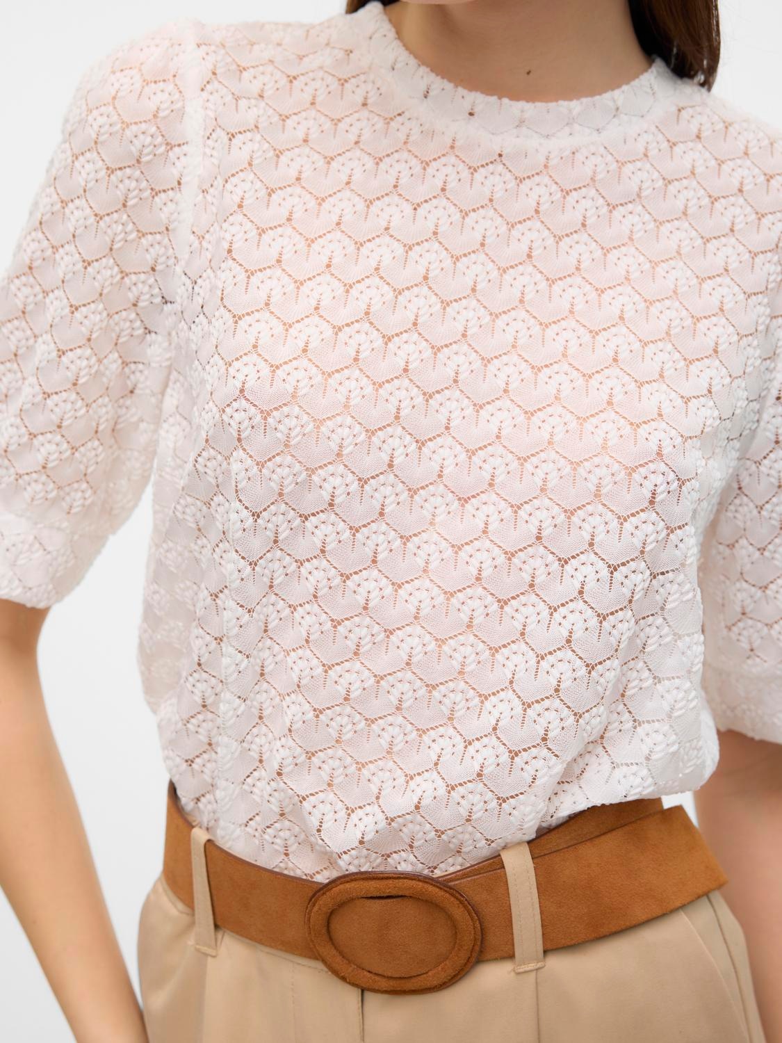 Vero Moda Blusenshirt »VMBECCA LACE SS O-NECK TOP JRS GA NOOS« Kunstfaser, regular fit