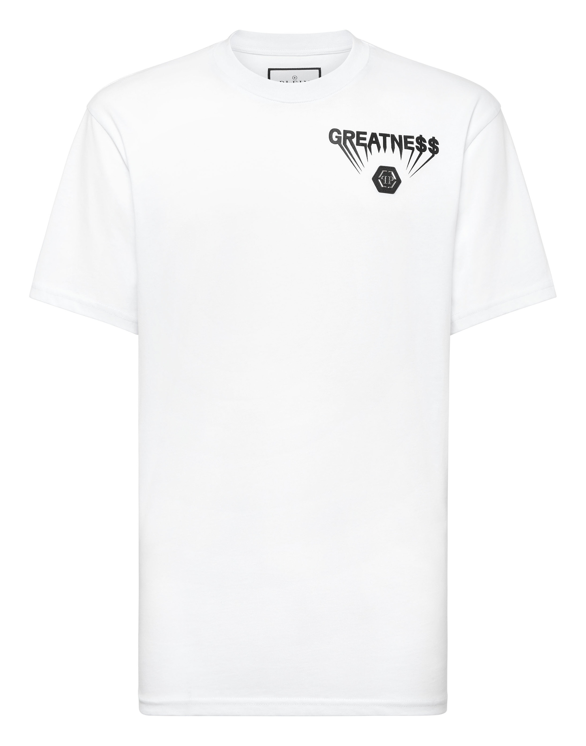 T-Shirt PHILIPP PLEIN "T-Shirt Rundhalsausschnitt Ss", Jungen, Gr. L, 01, weiß, Obermaterial: 100% Baumwolle, Shirts T-Shirt