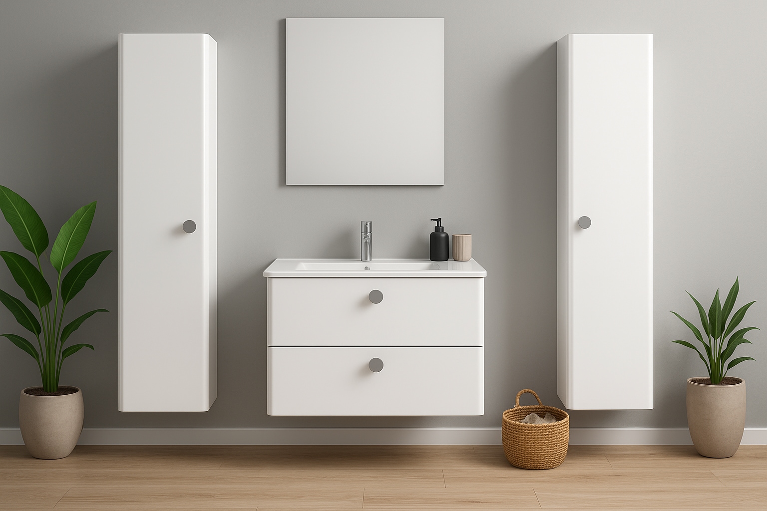 welltime Hochschrank »Round« B/T/H: 35/35/160 cm,  mit Soft-Close-Funktion, FSC® zertifiziert