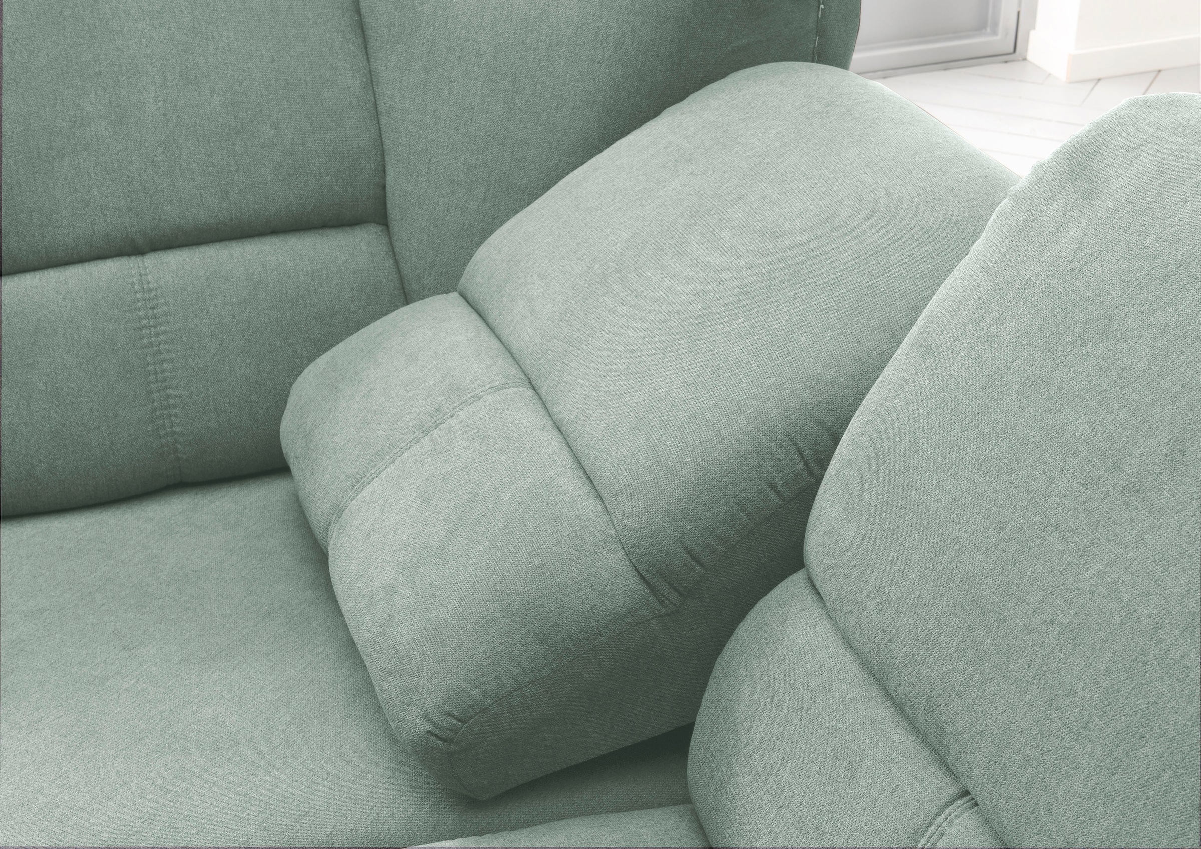 Home affaire Ecksofa »Pisa L-Form, mit Schlaffunktion, Stauraum, 2x höhenverstellbare«, Kopfstützen und Relaxfunktion im Eckelement
