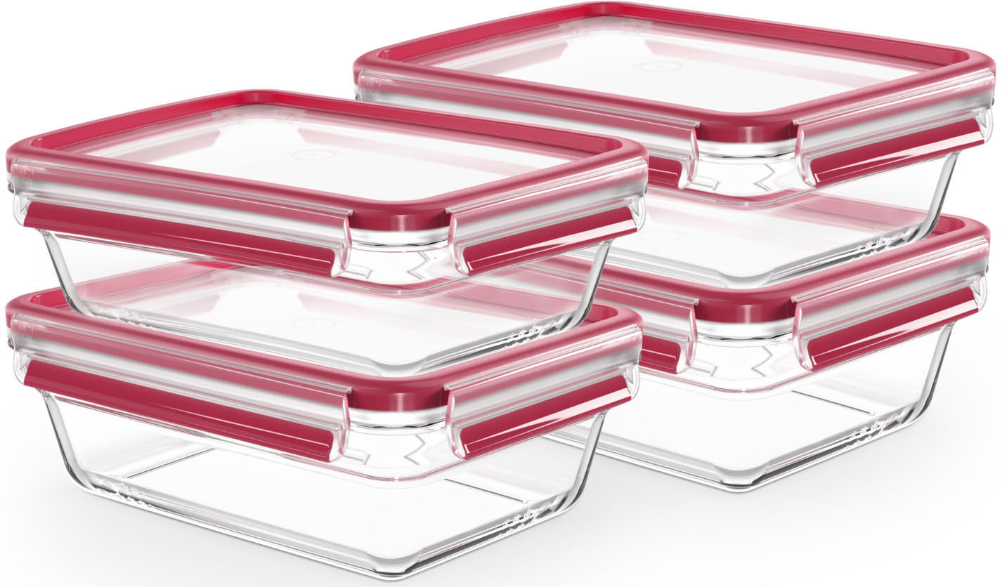 Emsa Frischhaltedose "Clip & Close Glas Set, rechteckig, 100 % dichte Aufbewahrungsboxen" spülmaschinen-, gefrier-, backofen-, mikrowellenfest