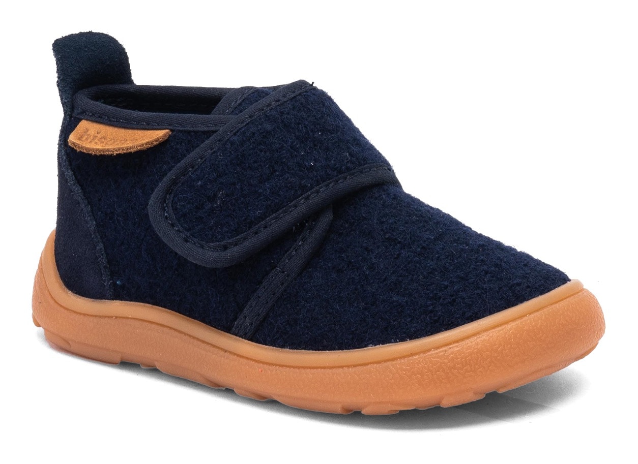 BISGAARD Mädchen Barfußschuh "barefoot basic", Gr. 28, blau, Filz, Textil, Veloursleder, Basic, Schuhe, Hausschuh mit Klettverschluss,