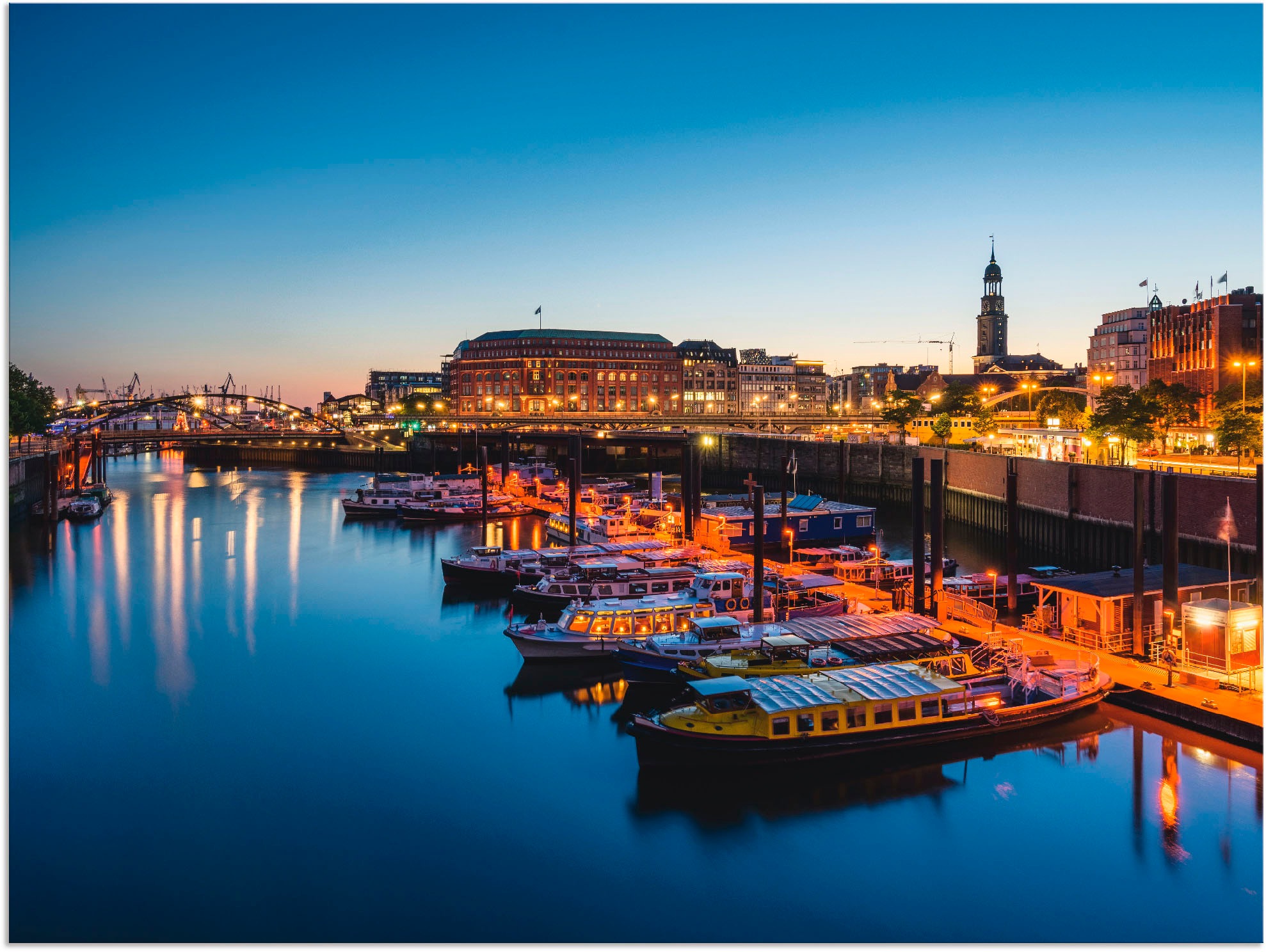 Artland Wandbild Michel«, Hafen kaufen Panorama Wandaufkleber Leinwandbild, St.), Größen »Hamburg BAUR Alubild, Deutschland, versch. | oder als in mit Poster (1