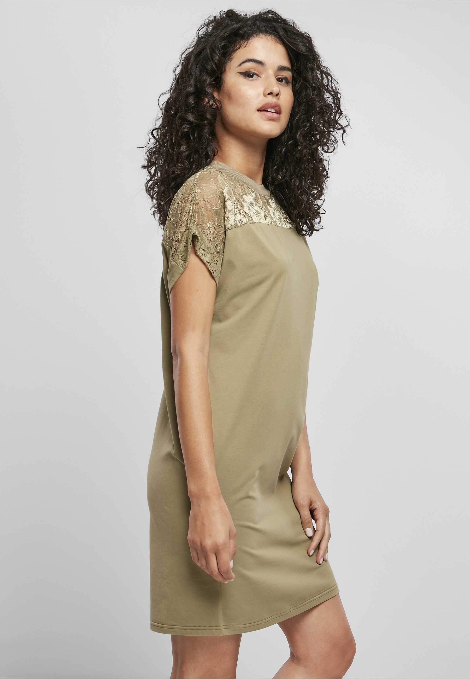 URBAN CLASSICS Shirtkleid »Urban Classics Damen Ladies Lace Tee Dress« 1 Stk. tlg.