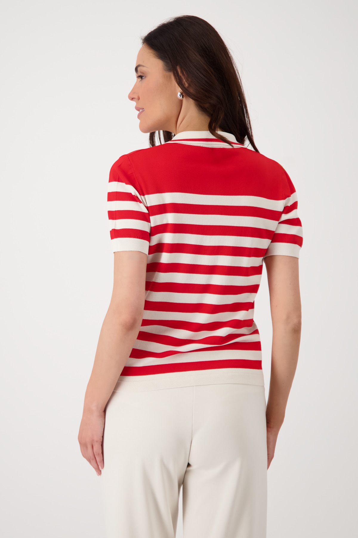 Monari Polokragenpullover »Pullover Polo Ringel«, Mit Rundhalsausschnitt