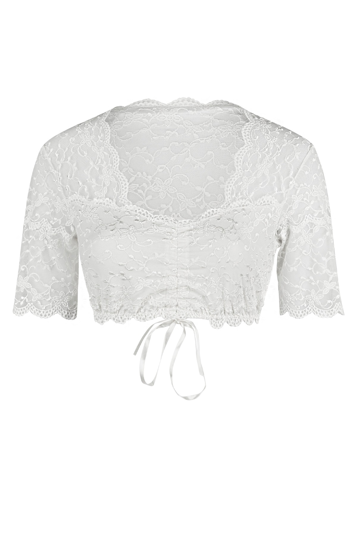 Nina Von C. Dirndlbluse V-Ausschnitt, Spitze, bauchfrei, Kurzarm, Schnürung günstig online kaufen