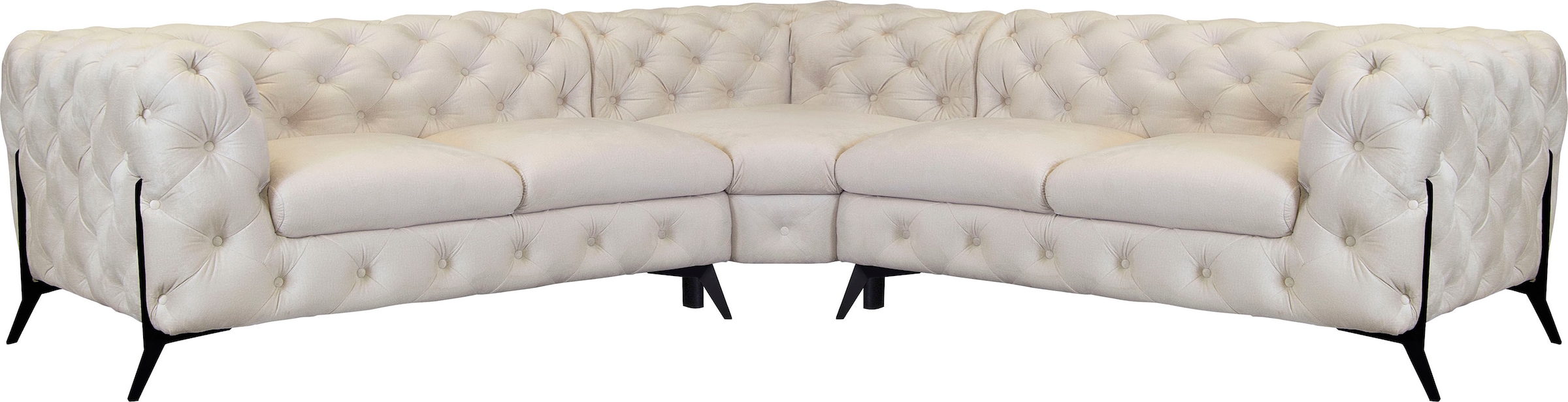 Leonique Chesterfield-Sofa "Amaury L-Form", Chesterfield-Optik, Breite/Tiefe je 262 cm, Fußfarbe wählbar