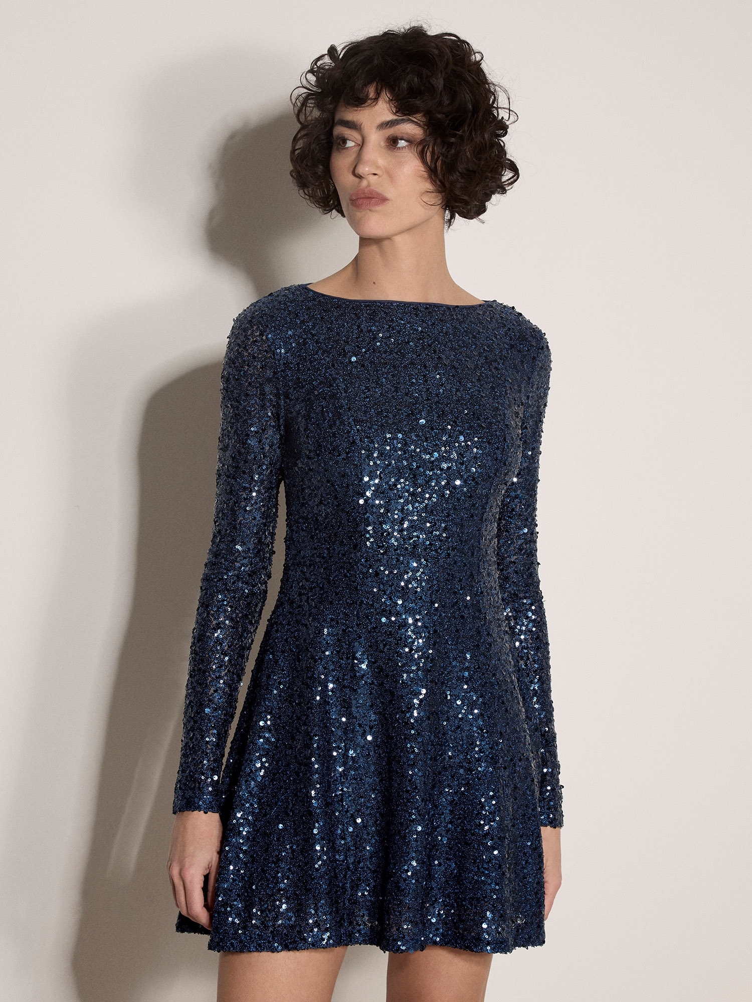 Apricot Partykleid »Minikleid im Skater-Stil« Ohne Taschen mit Pailletten