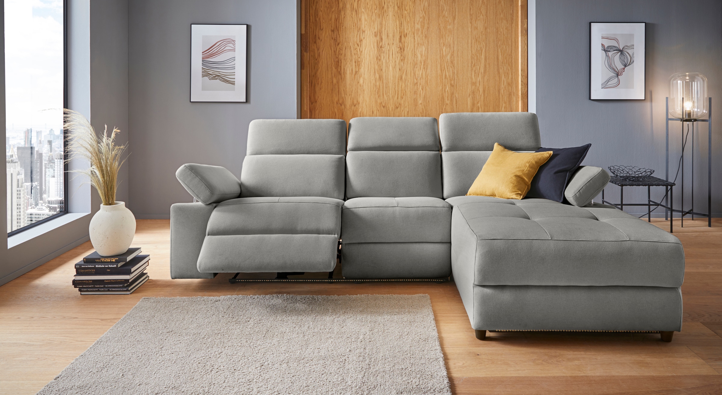 Places of Style Ecksofa »Kilado, L-Form,«, mit Relaxfunktion, verstellbarer Armlehne, Kopfteilverstellung