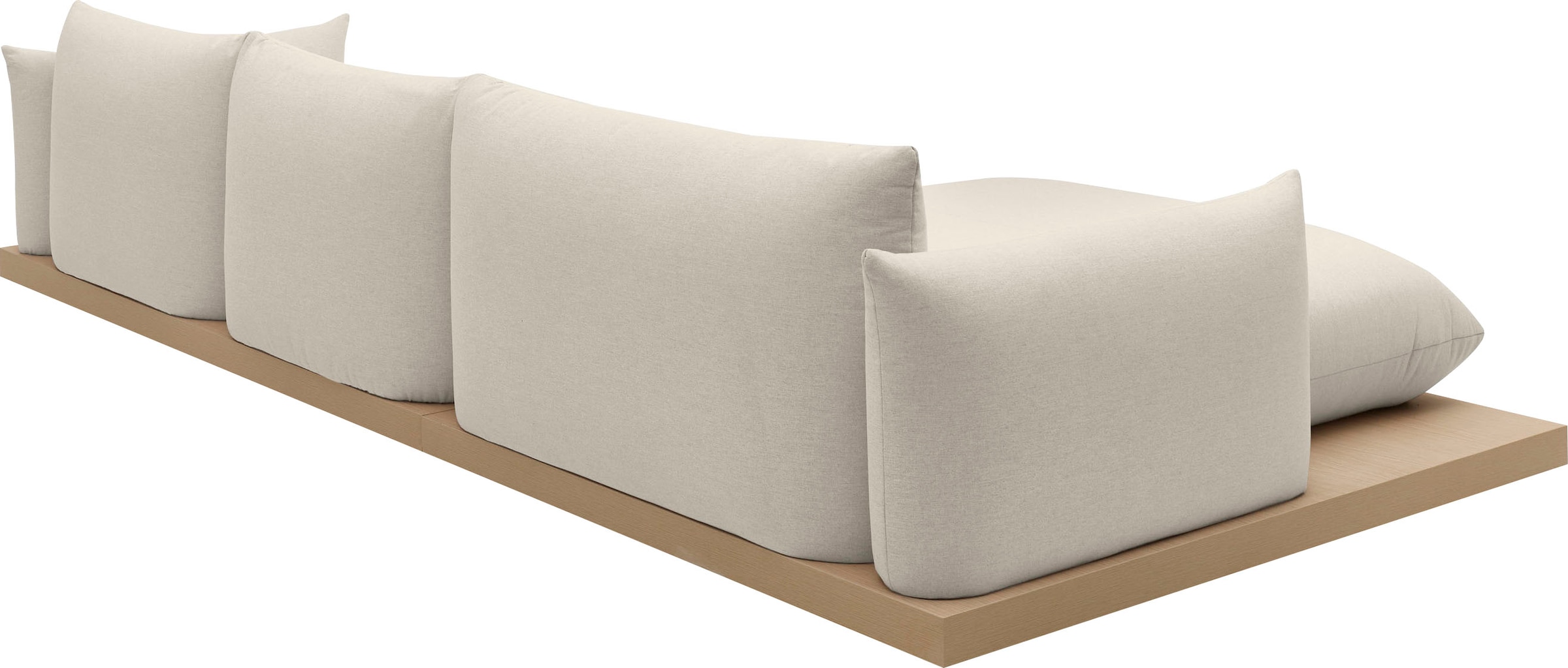 OTTO home Ecksofa »Kalix, Polsterecke mit kräftigem Holz-Plateau, moderne Couch in L-Form«, wahlweise Recamiere links o. rechts, Strukturstoff, hoher Sitzkomfort