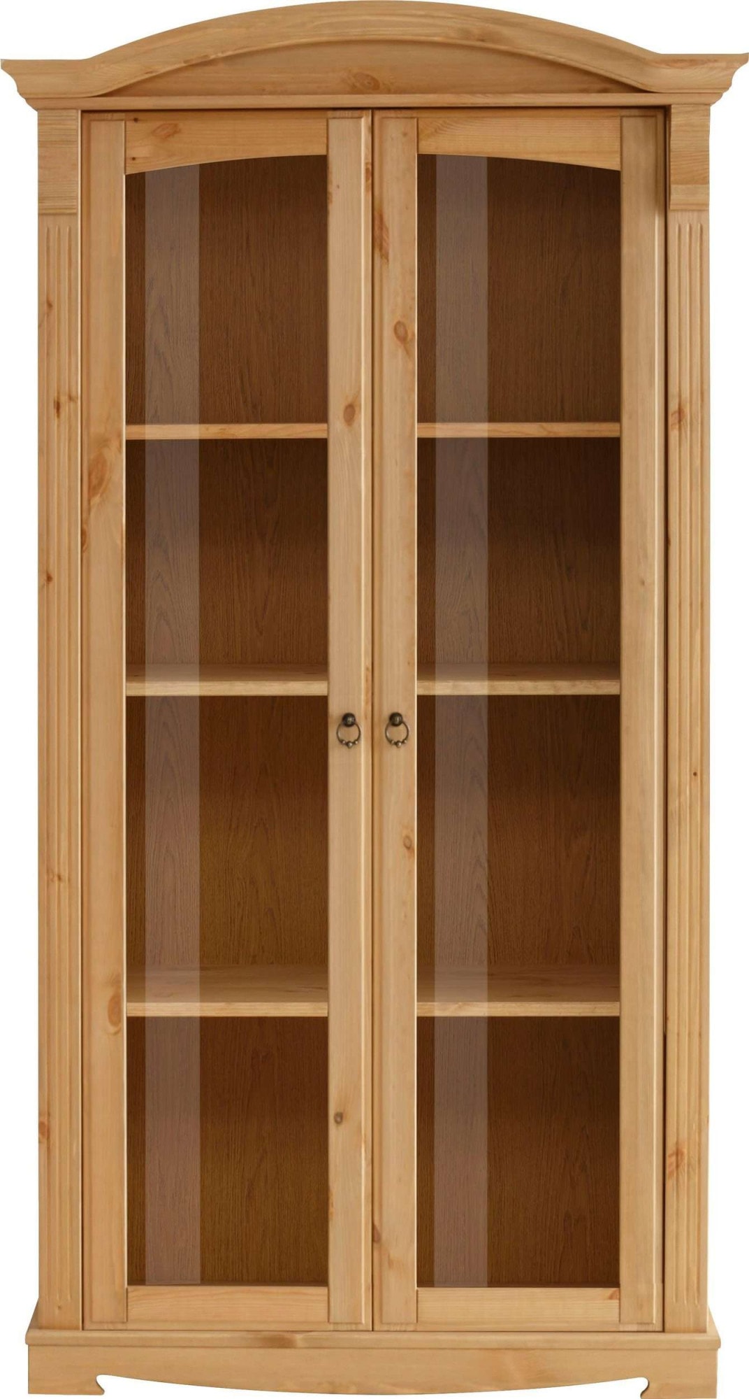 Vitrine OTTO HOME, B:97cm H:188cm T:46cm, beige, Massivholz, Schränke, "Anna", mit Glastüren, Höhe 188 cm, Massivholz, mit Zierfräsungen, FSC