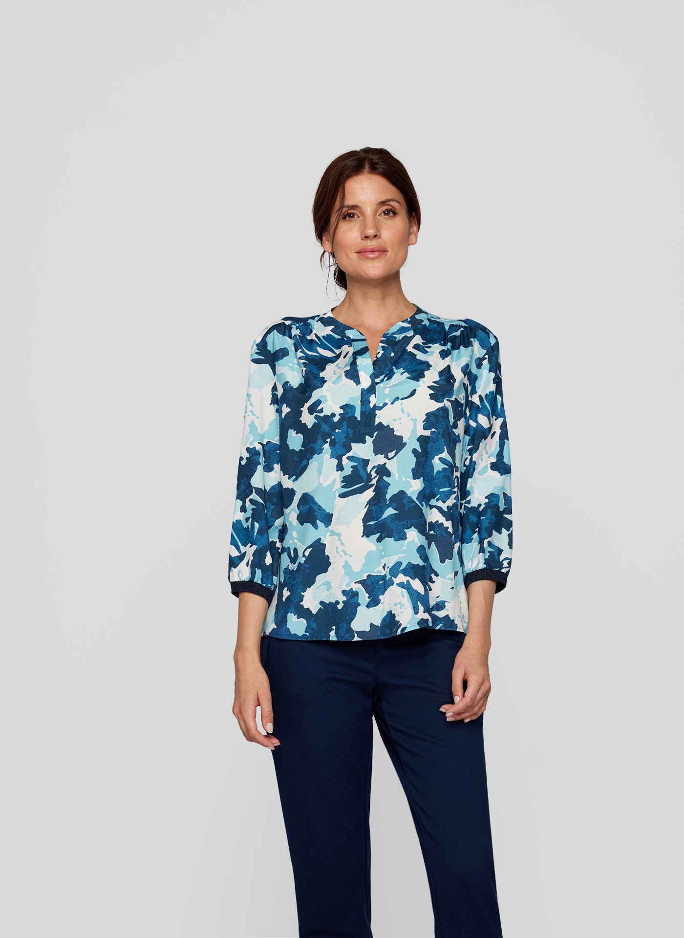 Klassische Bluse »RABE Stylische Bluse mit blauem Print«