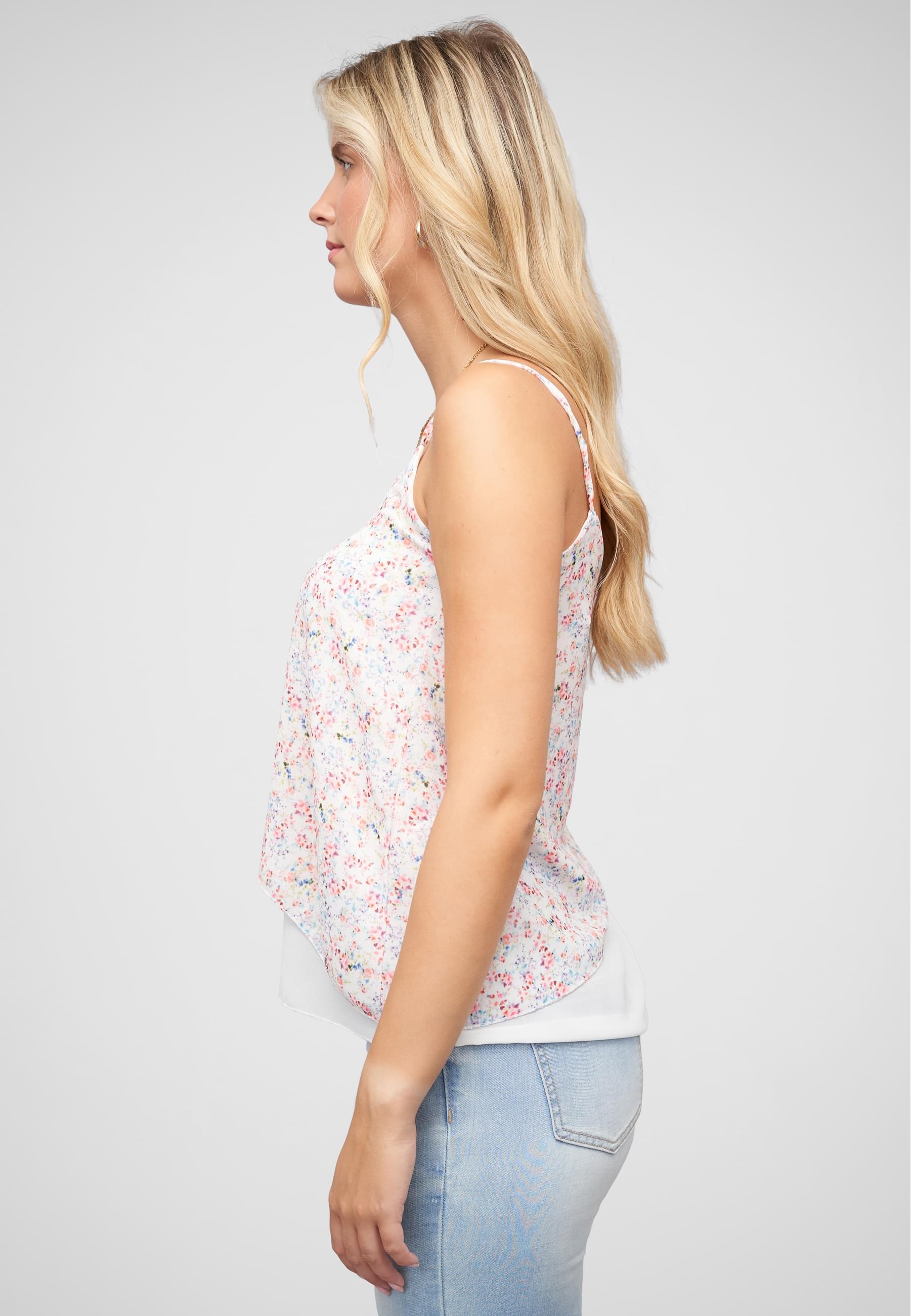 CLOUD 5IVE Muskelshirt »CLOUD 5IVE Chiffon Top 2-lagig V-Neck Blumen Print« 1 Stk. tlg.
