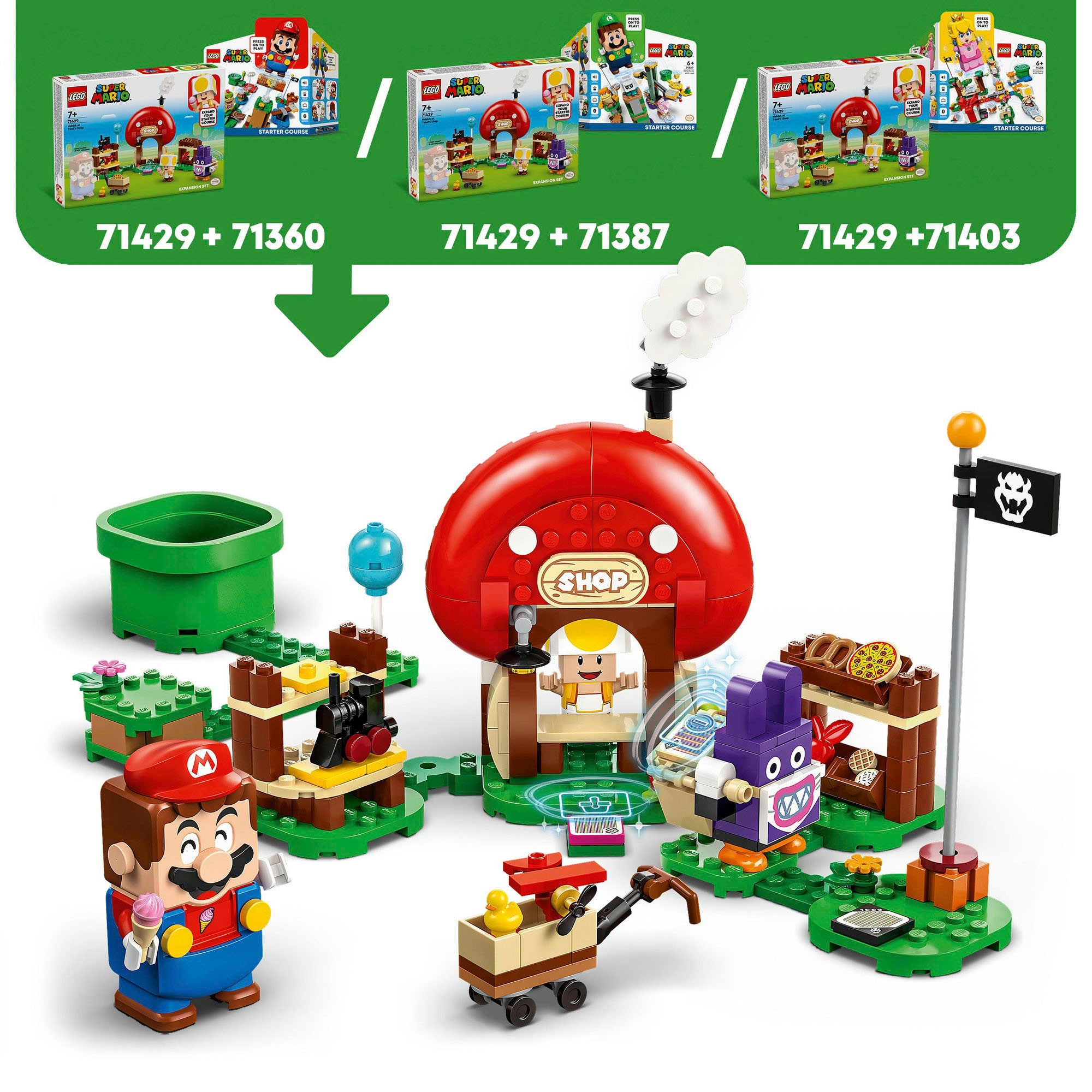 LEGO® Konstruktionsspielsteine »Mopsie in Toads Laden – Erweiterungsset (71429), LEGO Super Mario«, (230 St.), Made in Europe