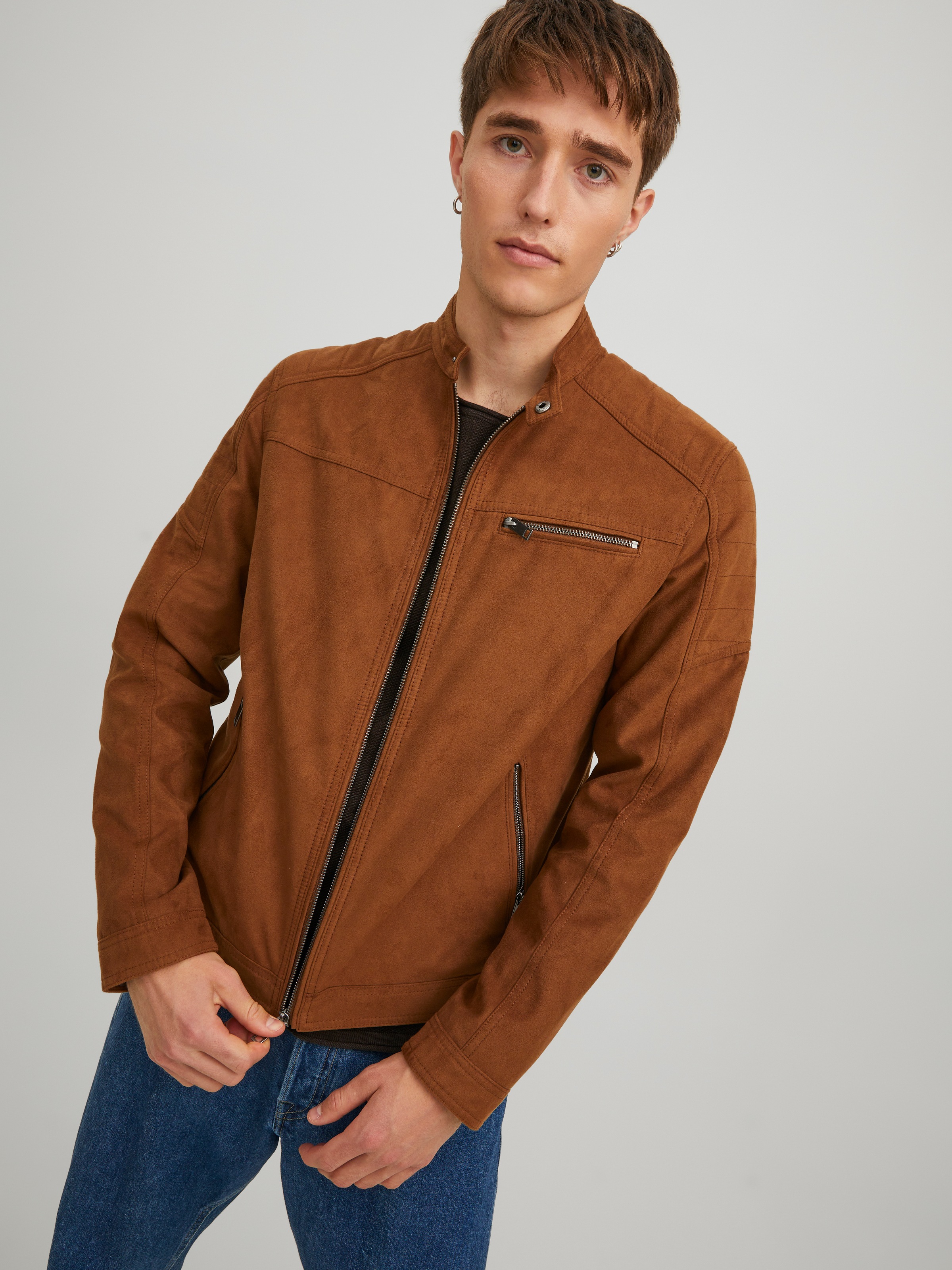 Jack & Jones Lederimitatjacke "JJEROCKY in Kunstlederoptik mit Reißverschlu günstig online kaufen