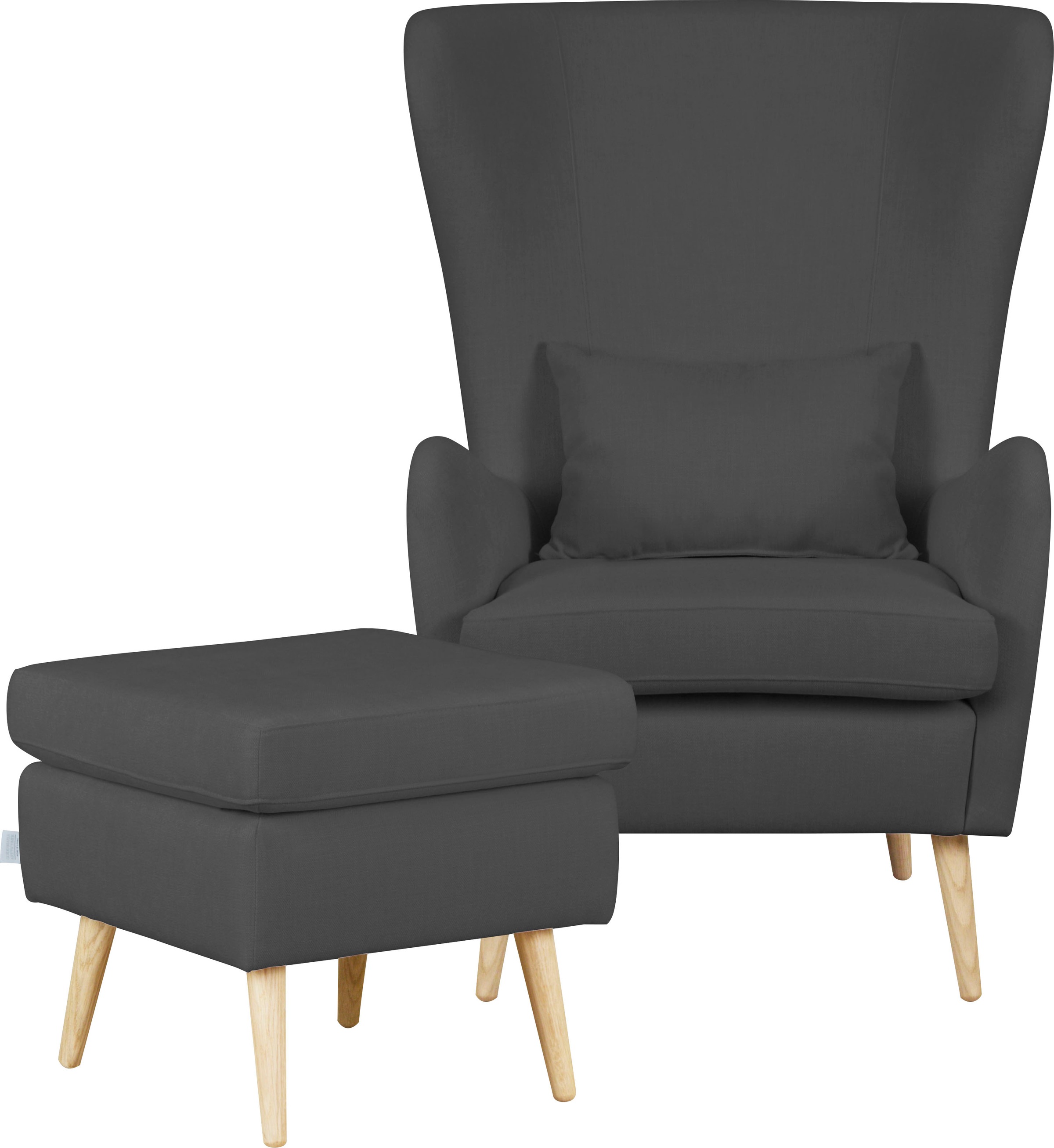 Guido Maria Kretschmer Home&Living Sessel »Salla auch in Fellimitat und Feincord, viele Bezugsarten, Ohrensessel«, wahlweise mit oder ohne Hocker; großer Sessel: Maße B/T/H: 78/94/118cm
