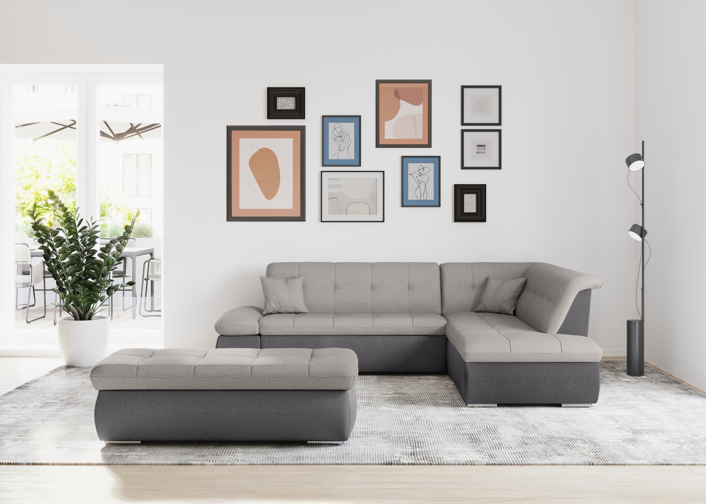 DOMO collection Ecksofa »Moric L-Form«, wahlweise mit Bettfunktion und Armlehnenverstellung, auch in Cord