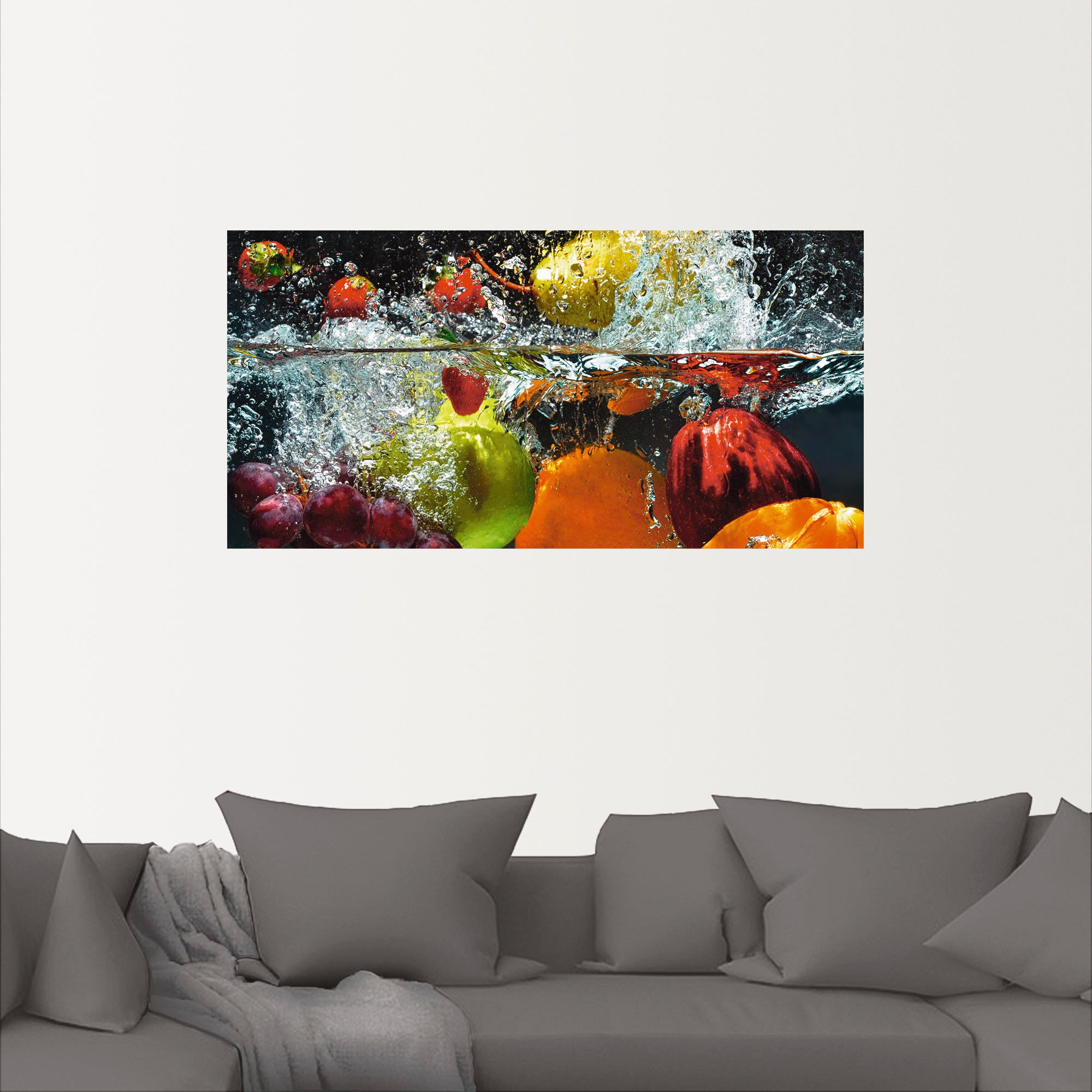 Artland Wandbild »Spritzendes Obst auf dem Wasser«, Lebensmittel, (1 St.), als Leinwandbild, Wandaufkleber in verschied. Größen