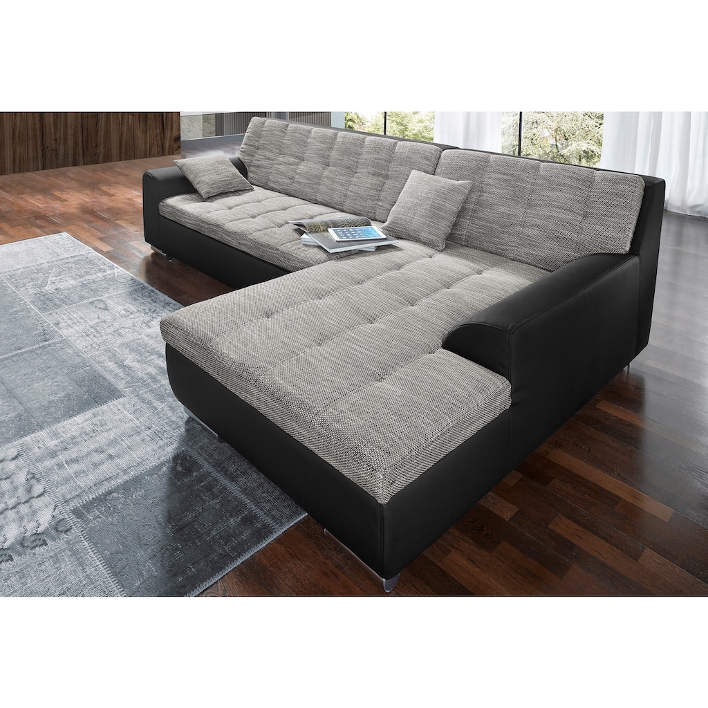 DOMO collection Ecksofa Treviso, wahlweise mit Bettfunktion, incl. Zierkissen