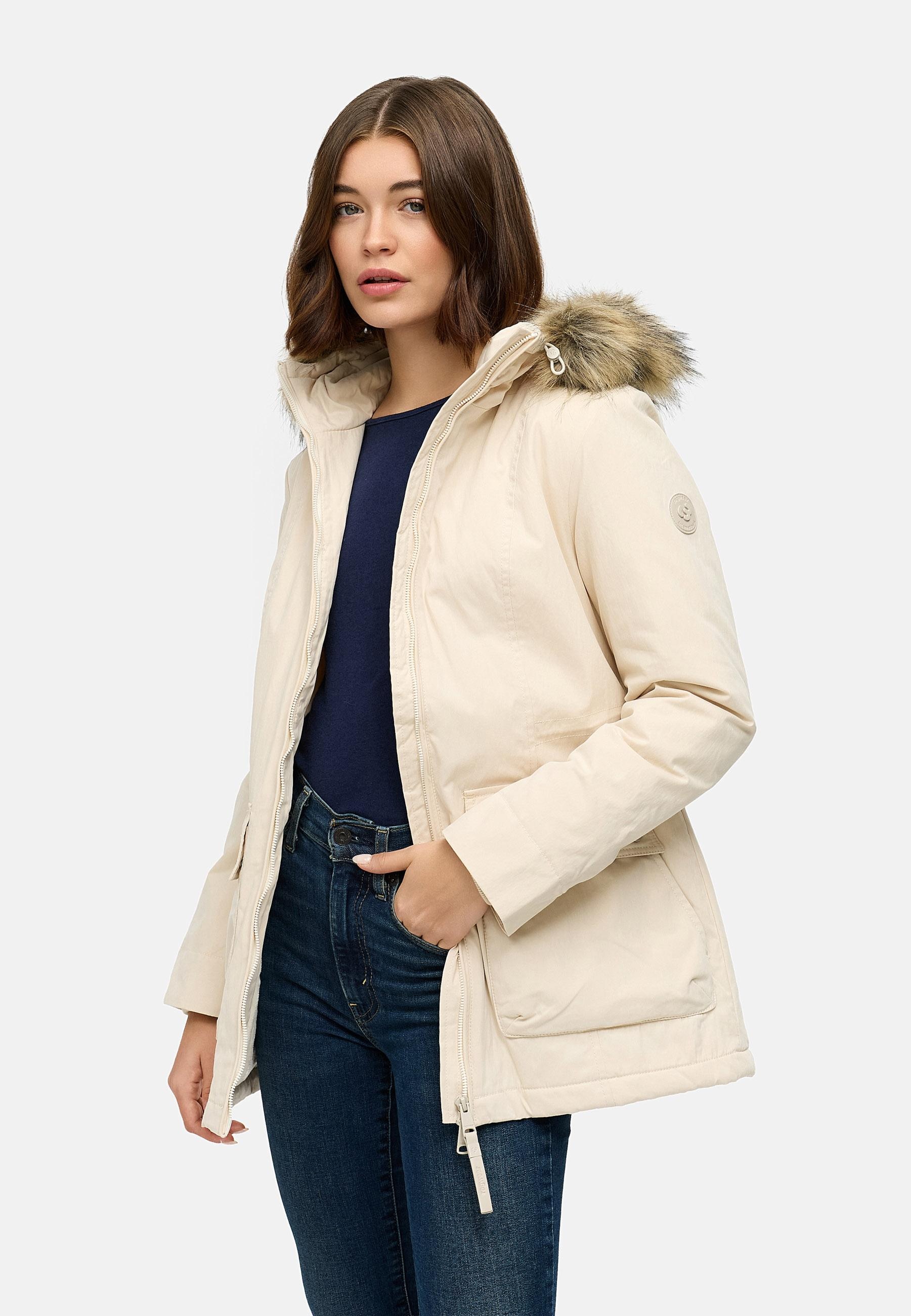 Ragwear Kurzmantel »Monadetta Warm«, Kurzer Wintermantel mit Kunstfellbesatz
