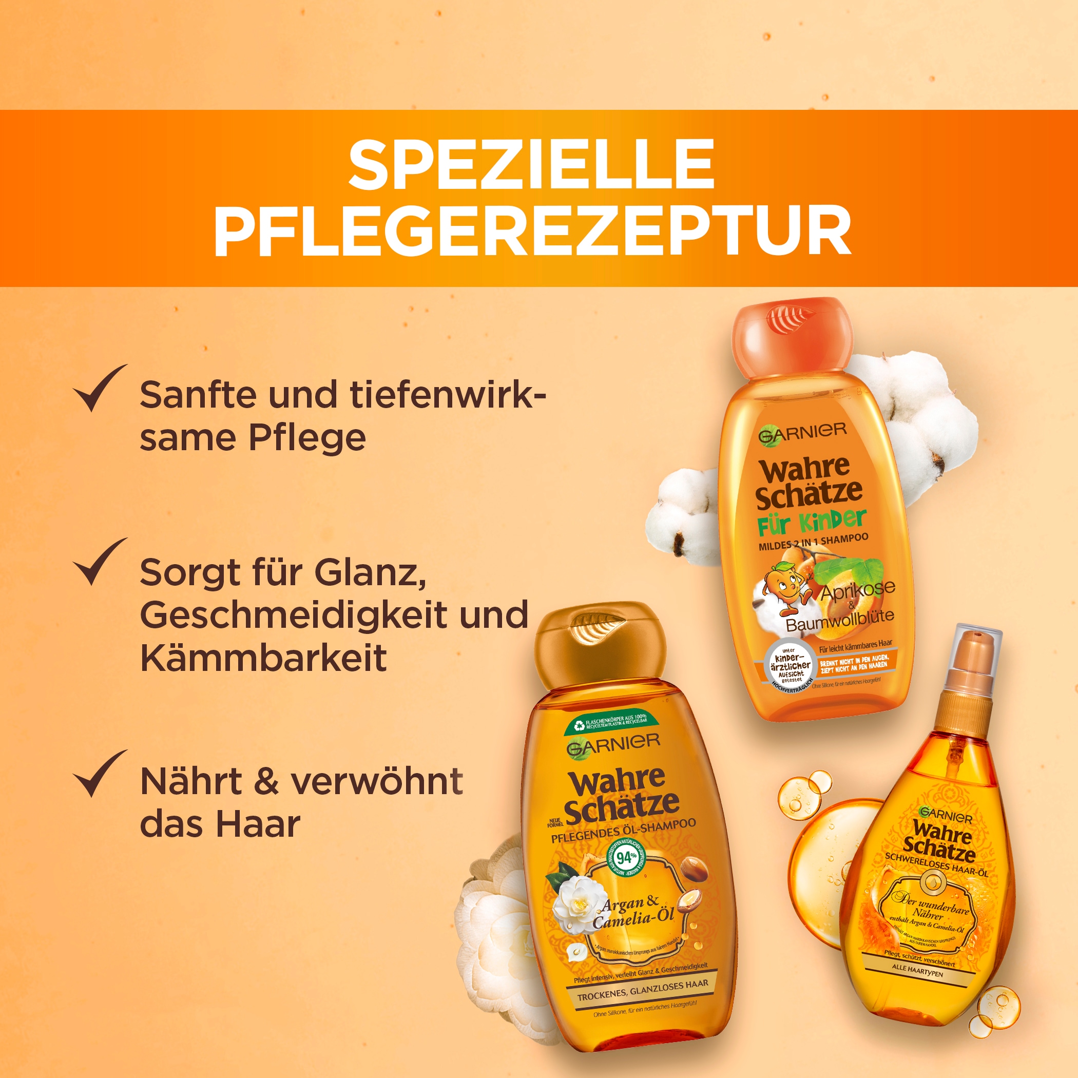 GARNIER Haaröl »GARNIER WAHRE SCHÄTZE ARGAN & CAMELIA ÖL« für trockenes Haar, mit Argan- und Kamelien-Öl, flüssige Textur