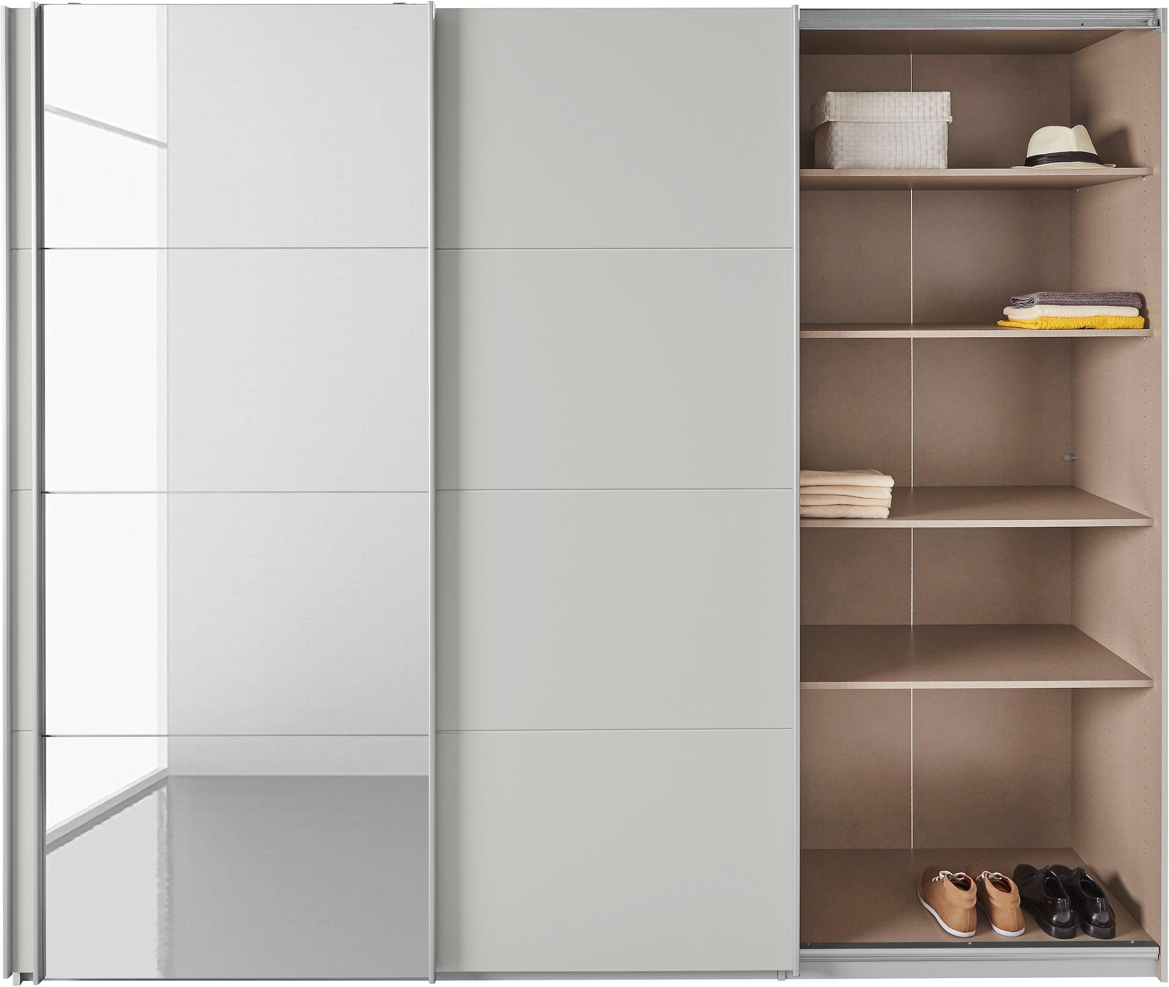 rauch Schwebetürenschrank »Kleiderschrank Schrank Garderobe Wäscheschrank TOMA«, inkl. Regaleinsatz sowie zusätzlichen Einlegeböden MADE IN GERMANY