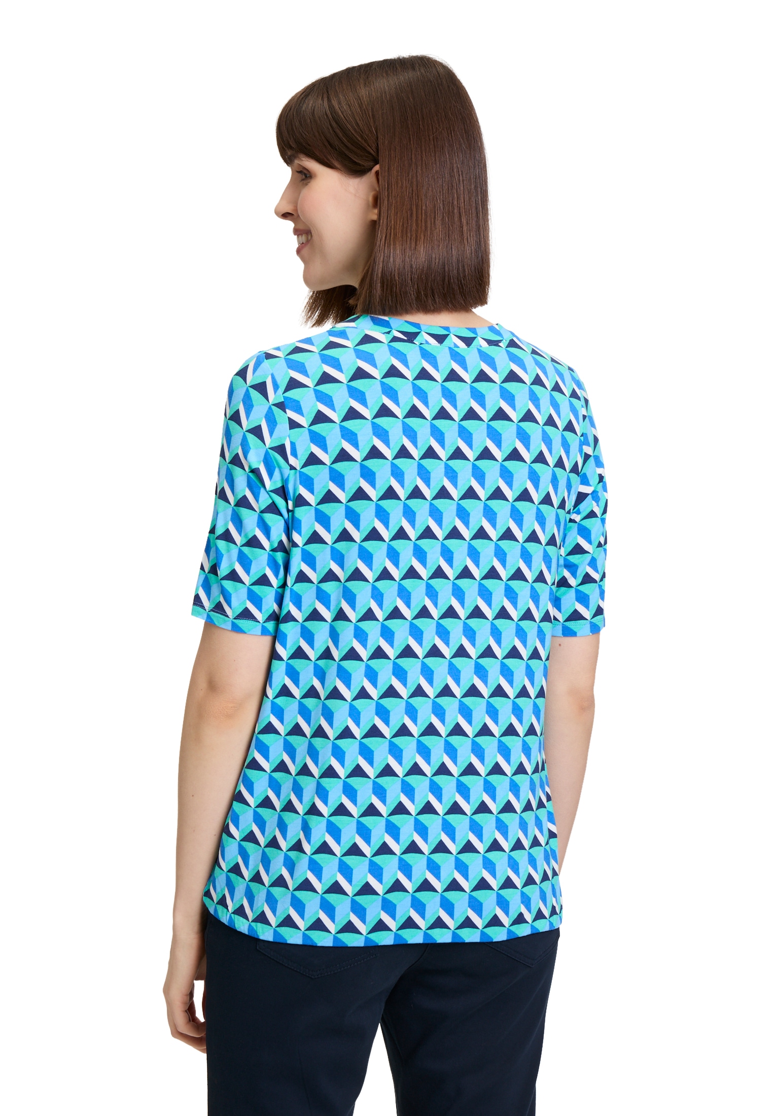 Betty Barclay Kurzarmshirt »Betty Barclay Blusenshirt mit Print«, (1 tlg.), Rippbündchen