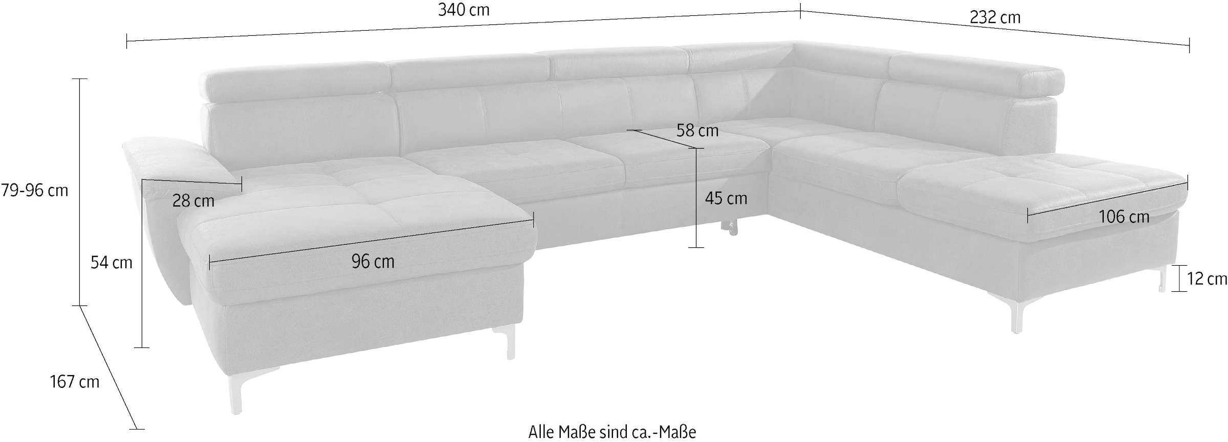 exxpo - sofa fashion Wohnlandschaft »Azzano, U-Form«, wahlweise mit Bettfunktion