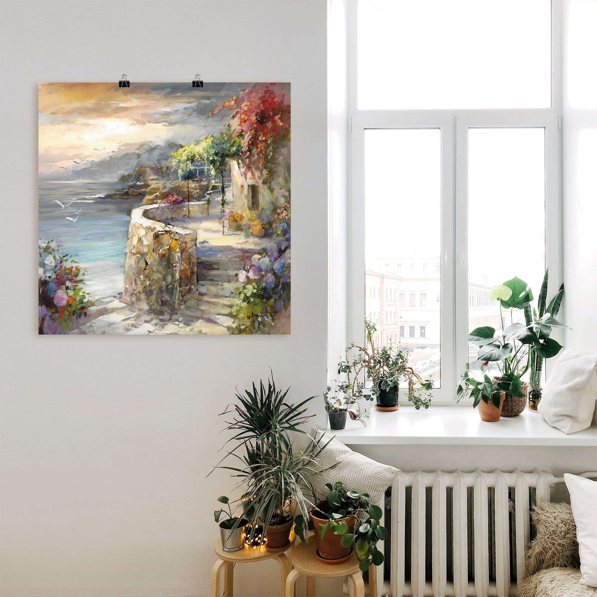 Artland Wandbild »Möwen und Sonnenuntergang«, Gewässer, (1 St.), als Leinwandbild, Poster, Wandaufkleber in verschied. Größen