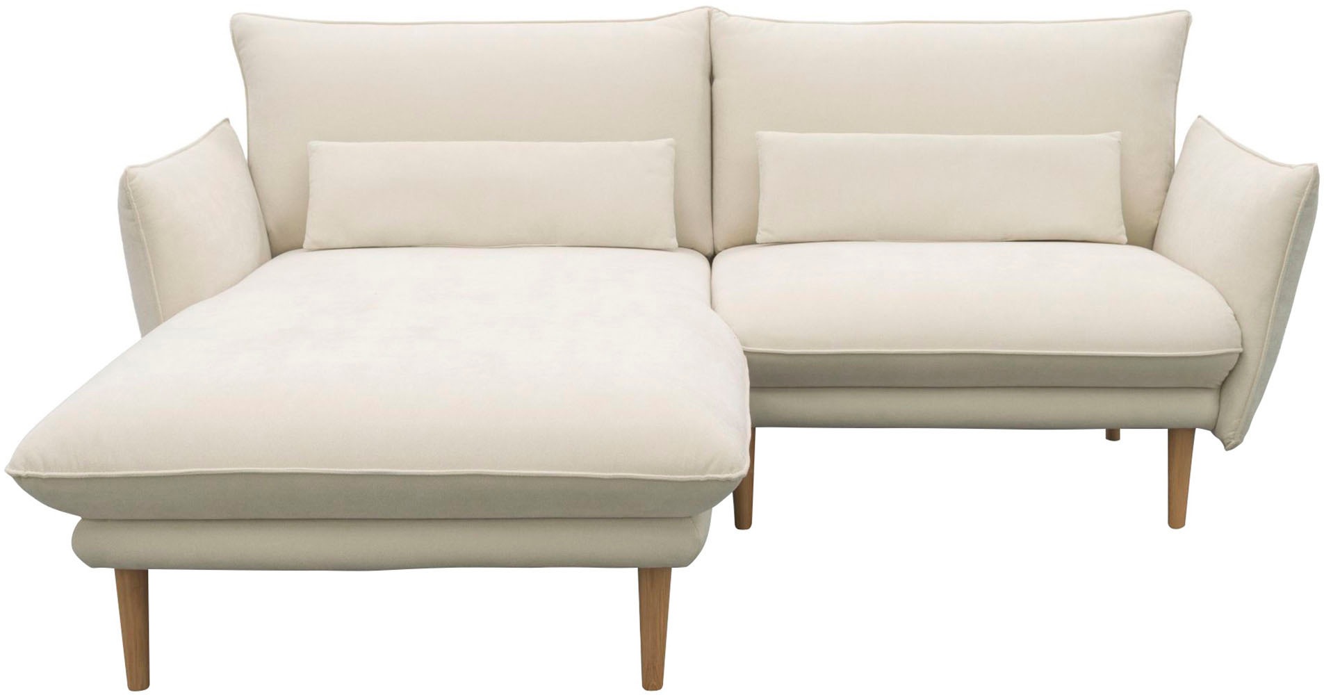 DOMO collection Ecksofa »100 032 kompakte Stellmaße, Breite 200cm, schmale Armlehnen, L-Form«, bodenfrei, 19cm hohe Holzfüße