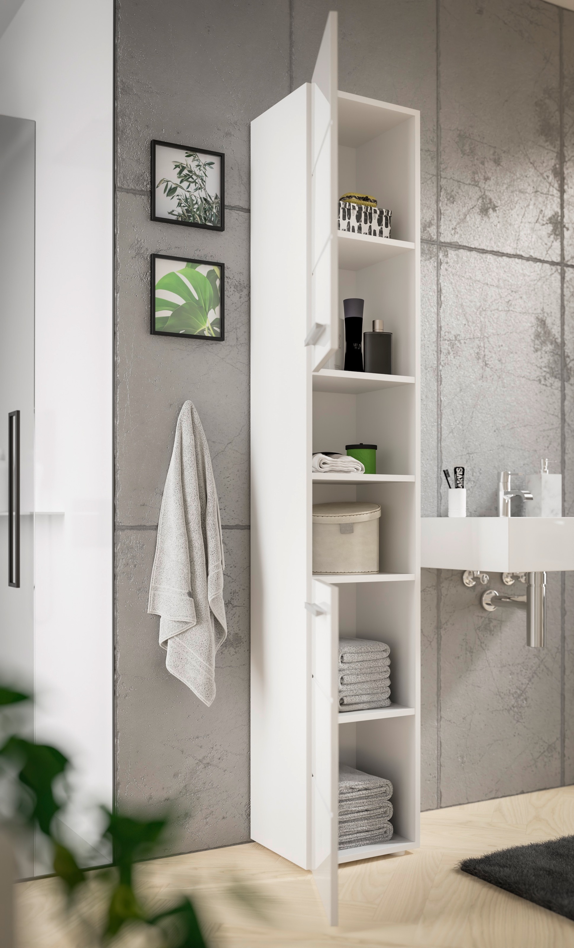 BASIC by Balculina Hochschrank »Mandi« 1 Stk. tlg. Breite 34cm, hochglanz Front