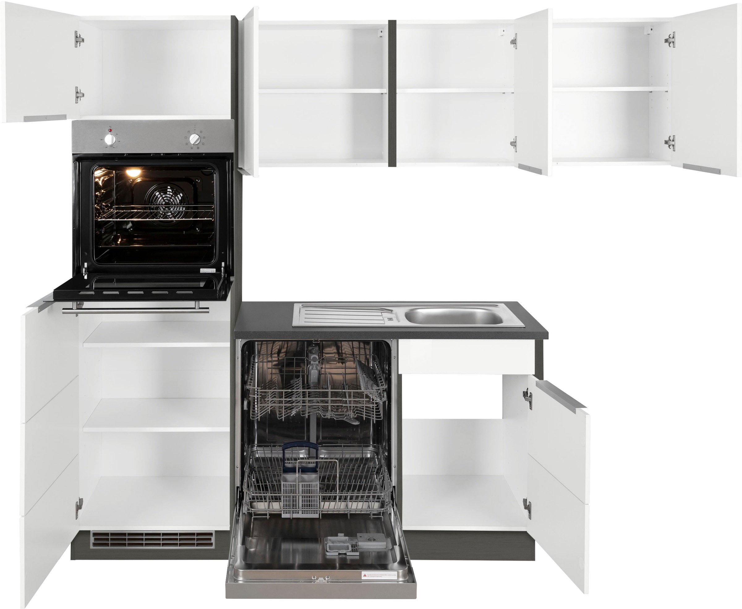 Kochstation Winkelküche »KS-Brindisi«, mit E-Geräten, Stellbreite 230/170 cm