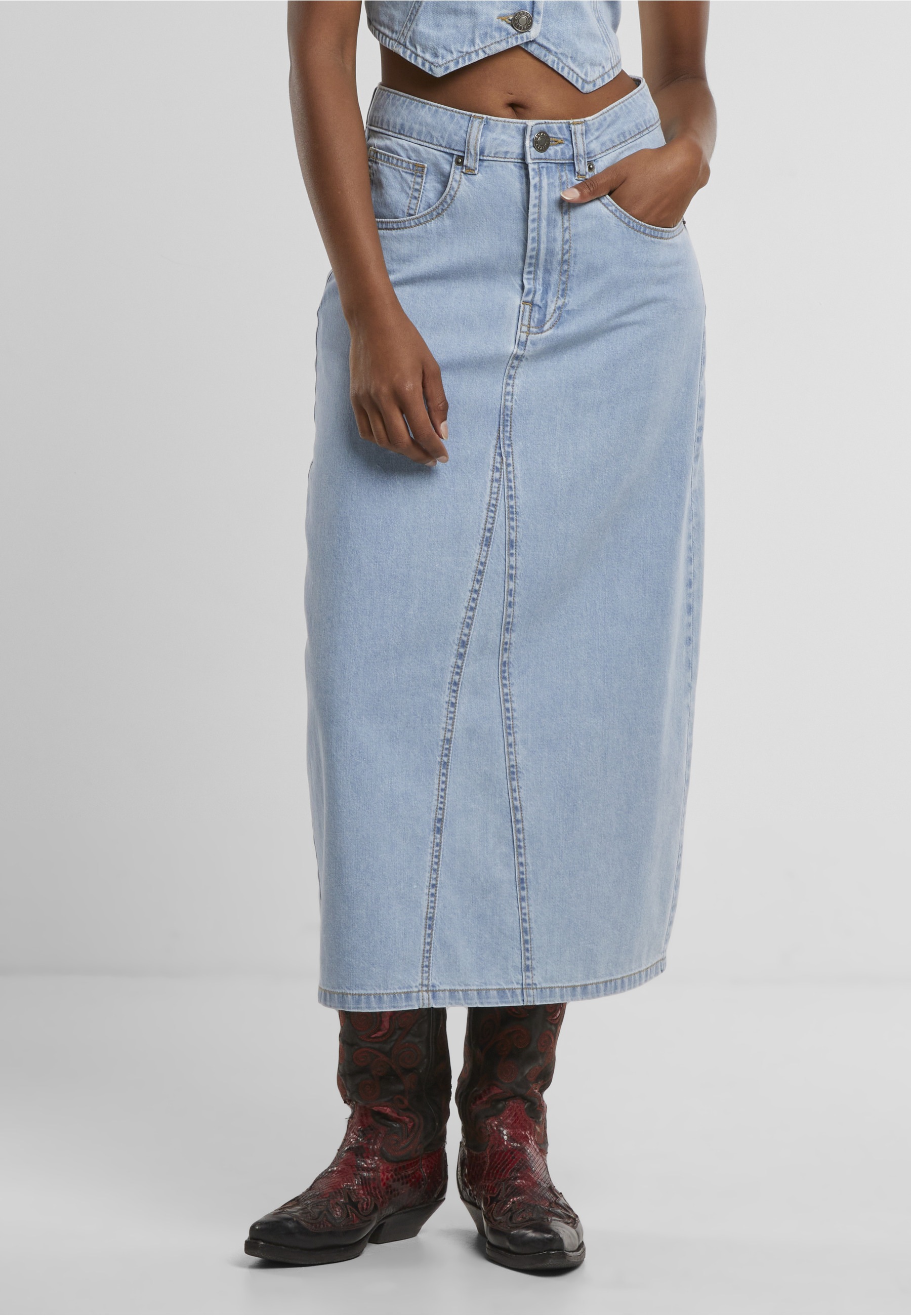 URBAN CLASSICS Sommerrock »Urban Classics Ladies Soft Denim Midi Skirt« 1 Stk.