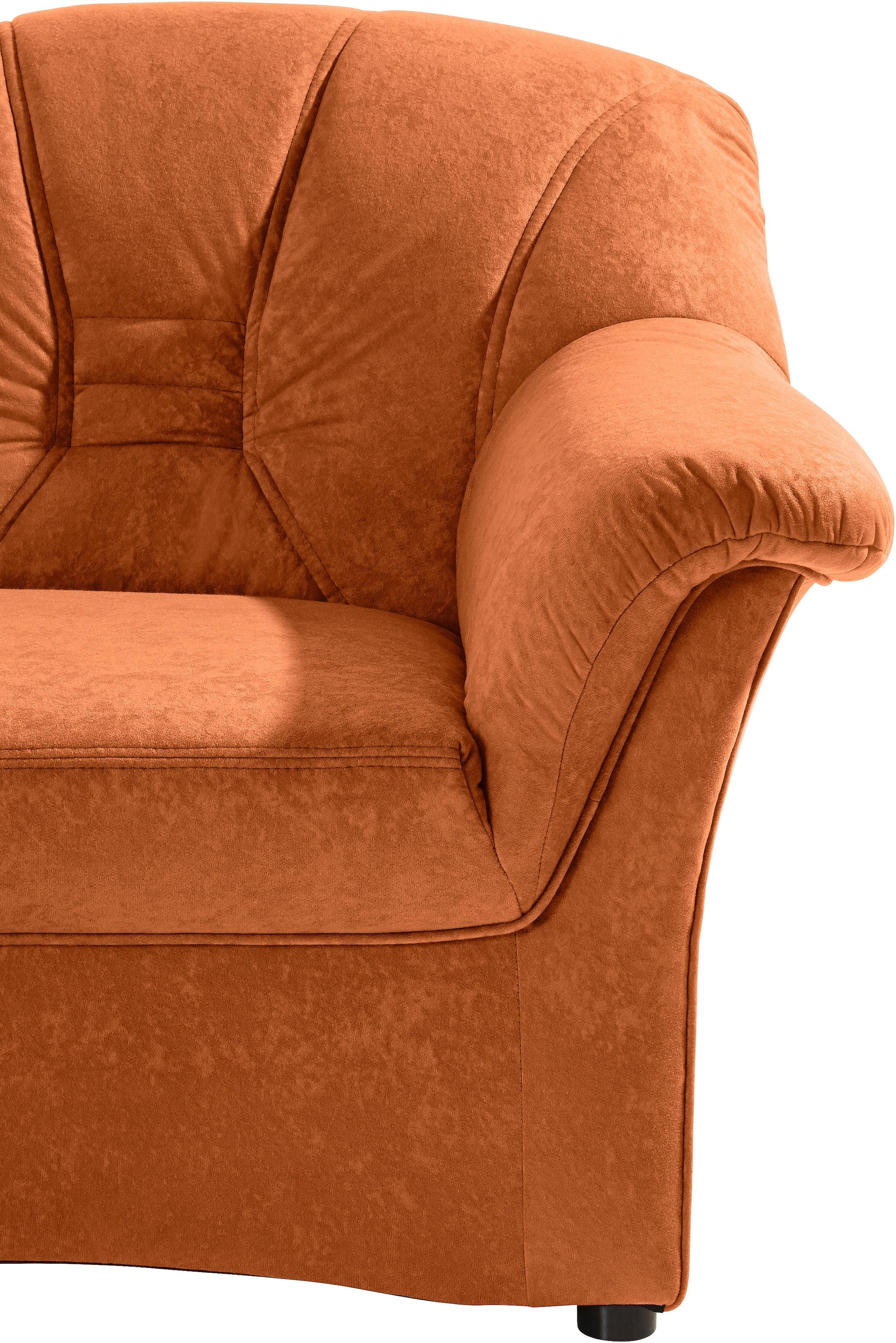 DOMO collection Ecksofa »Elva, zeitlose Formensprache, elegante Rückensteppung, L-Form«, wahlweise mit Bettfunktion und Federkern