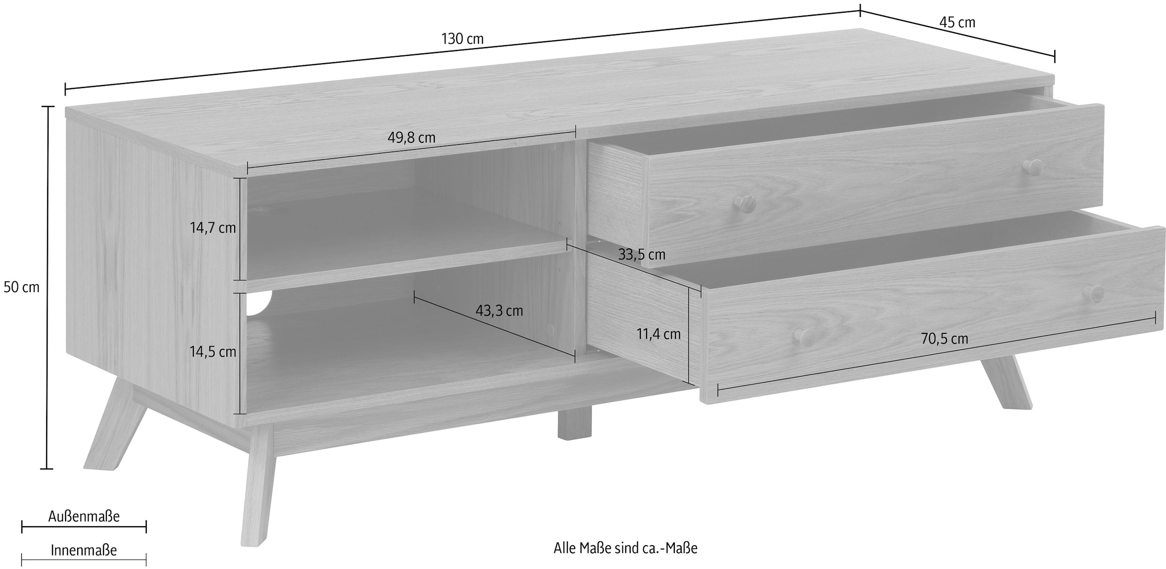 Woodman TV-Board »Bjórgvin«, Breite 130 cm, im schlichten skandinavischen Design