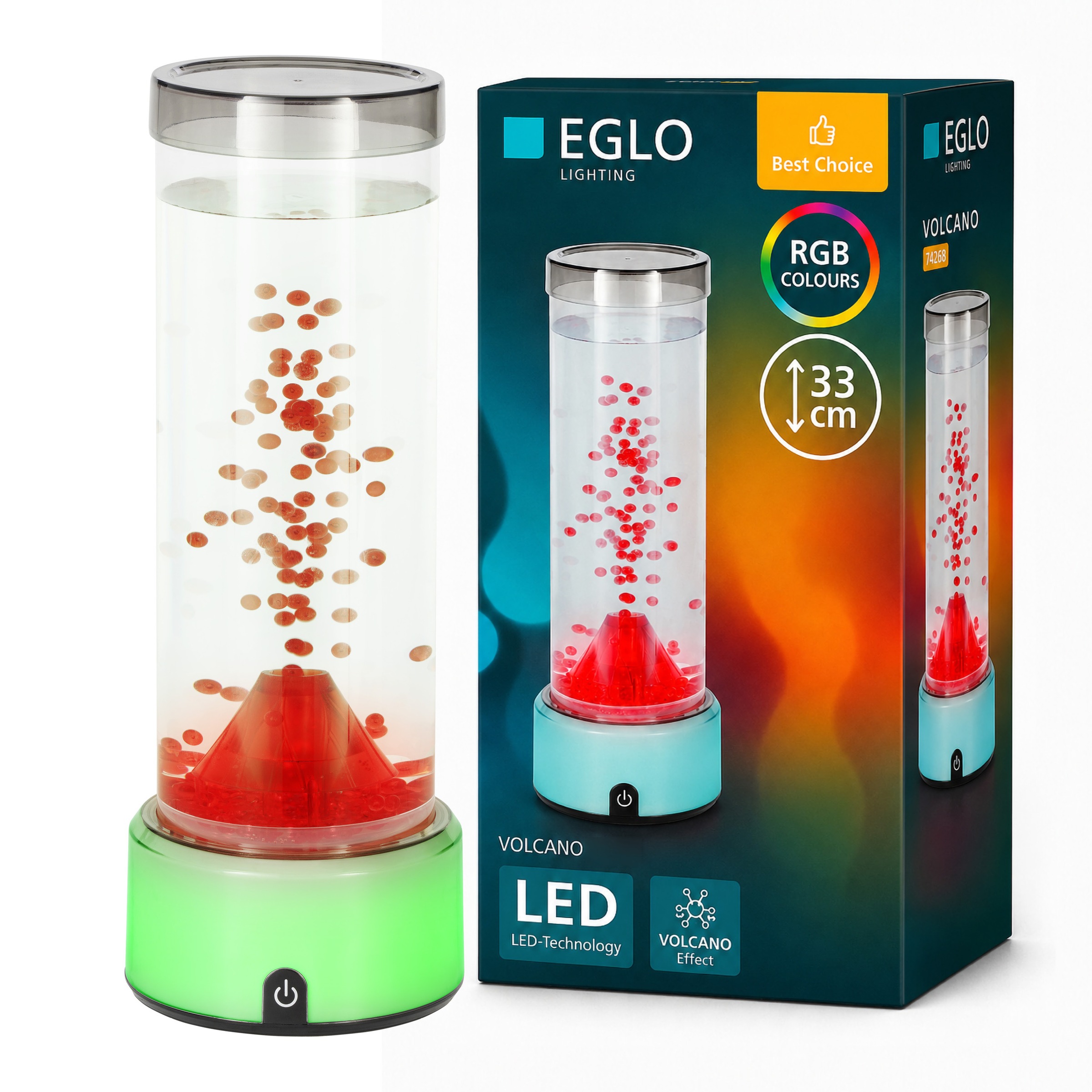 EGLO LED Tischleuchte »VOLCANO« LED-Modul 1 Stk. LED Lavalampe Volcano, Vulkanlampe mit RGB-Farbwechsel